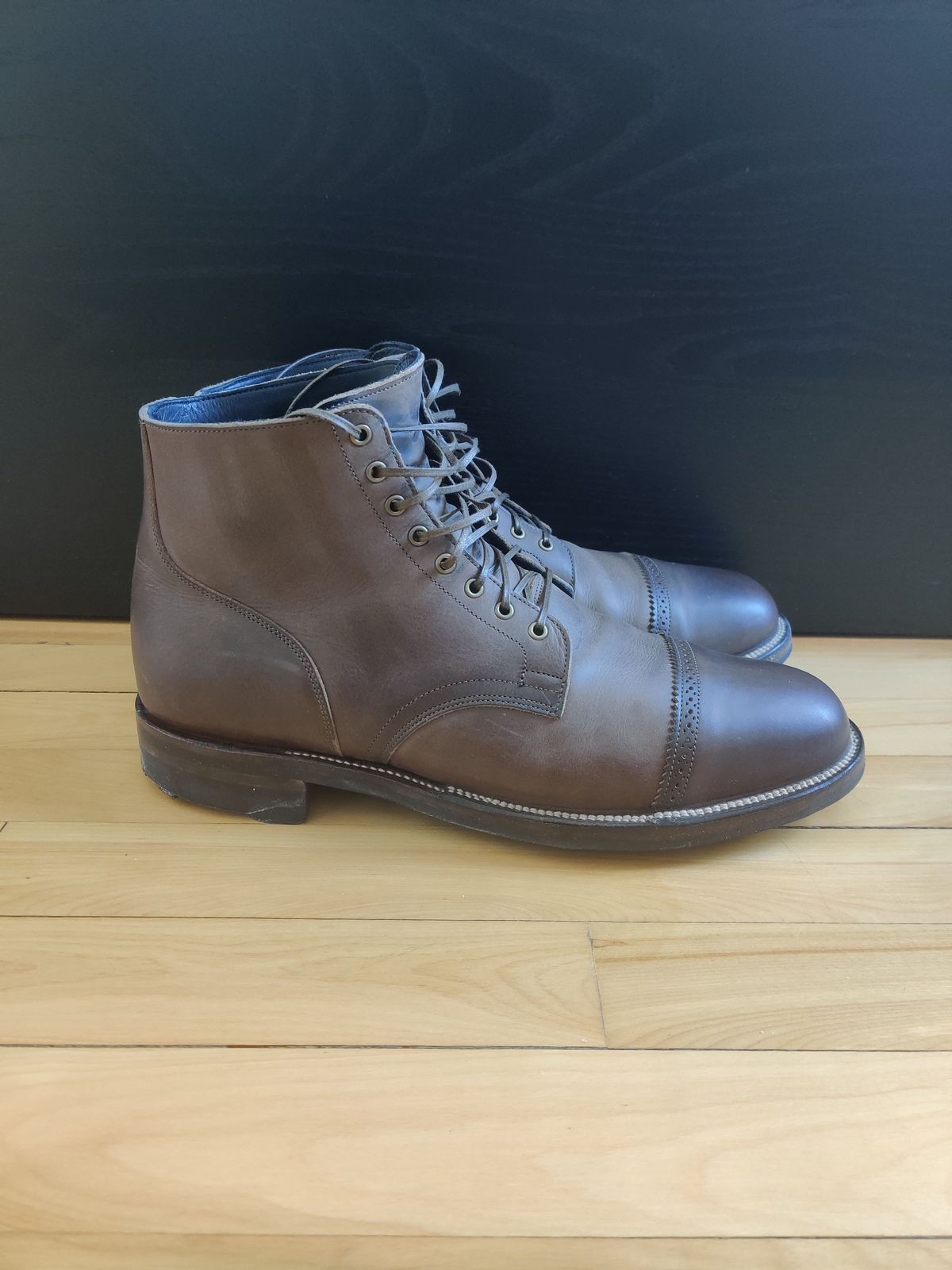 Photo by patinathunderdome on March 6, 2022 of the Viberg Service Boot in Maryam 1071 Port Vitello Calf Nubuck.