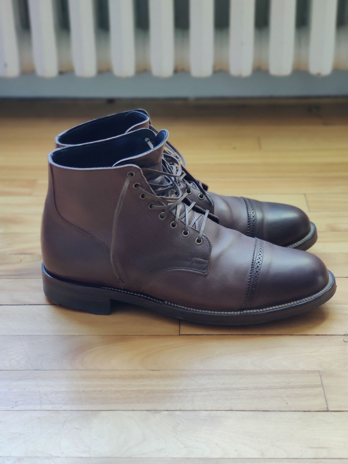 Photo by patinathunderdome on April 6, 2022 of the Viberg Service Boot in Maryam 1071 Port Vitello Calf Nubuck.