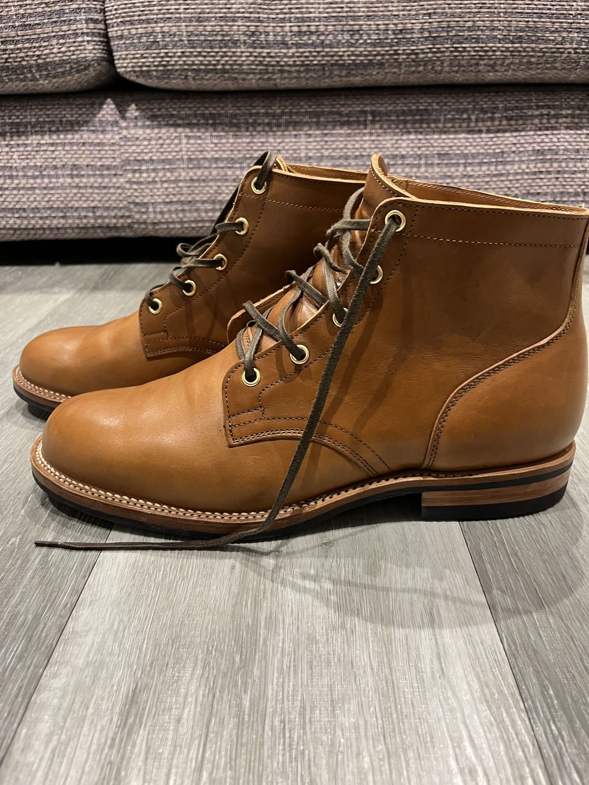 Photo by patinathunderdome on September 30, 2021 of the Viberg Service Boot in Maryam Cuoio Horsebutt.