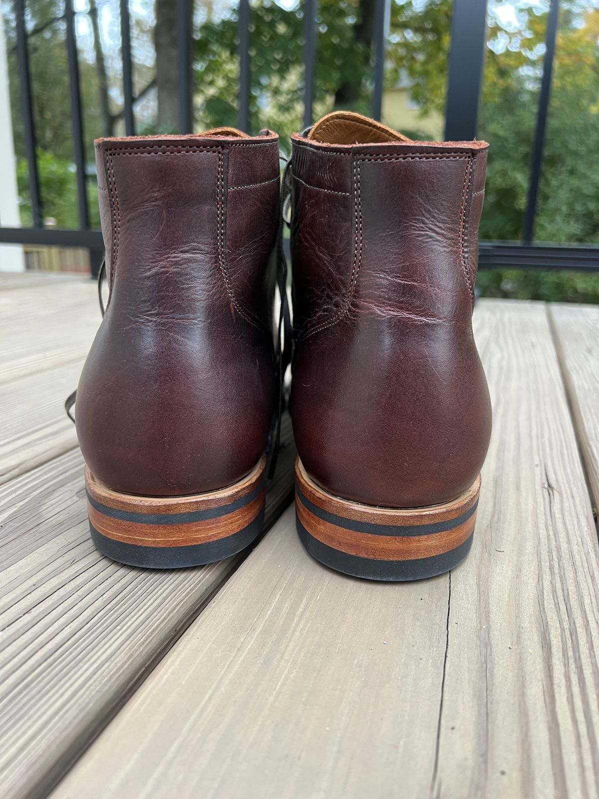 Photo by patinathunderdome on November 2, 2021 of the Viberg Service Boot in C.F. Stead Espresso Classic Oiled Shoulder.