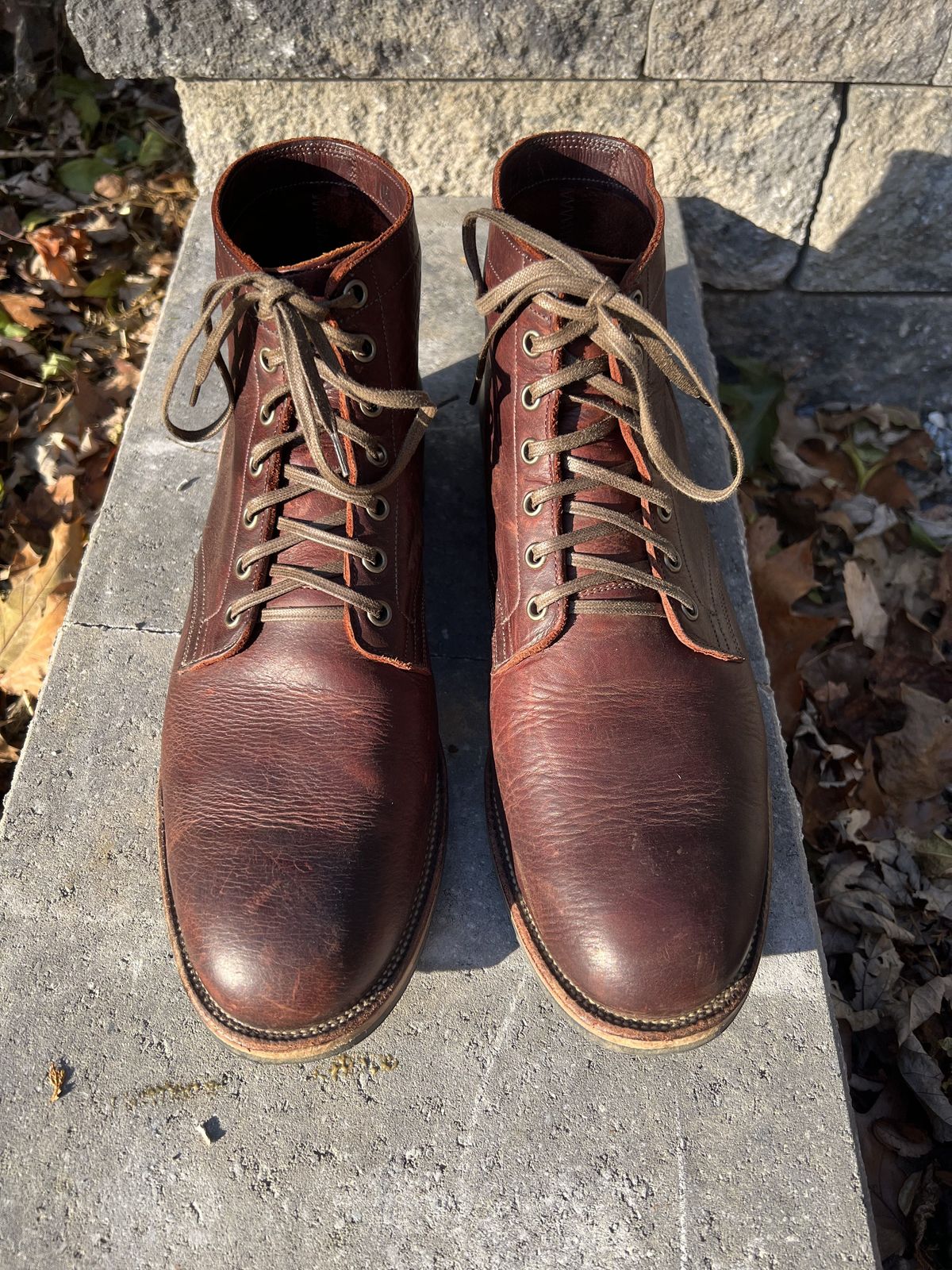 Photo by patinathunderdome on December 1, 2021 of the Viberg Service Boot in C.F. Stead Espresso Classic Oiled Shoulder.