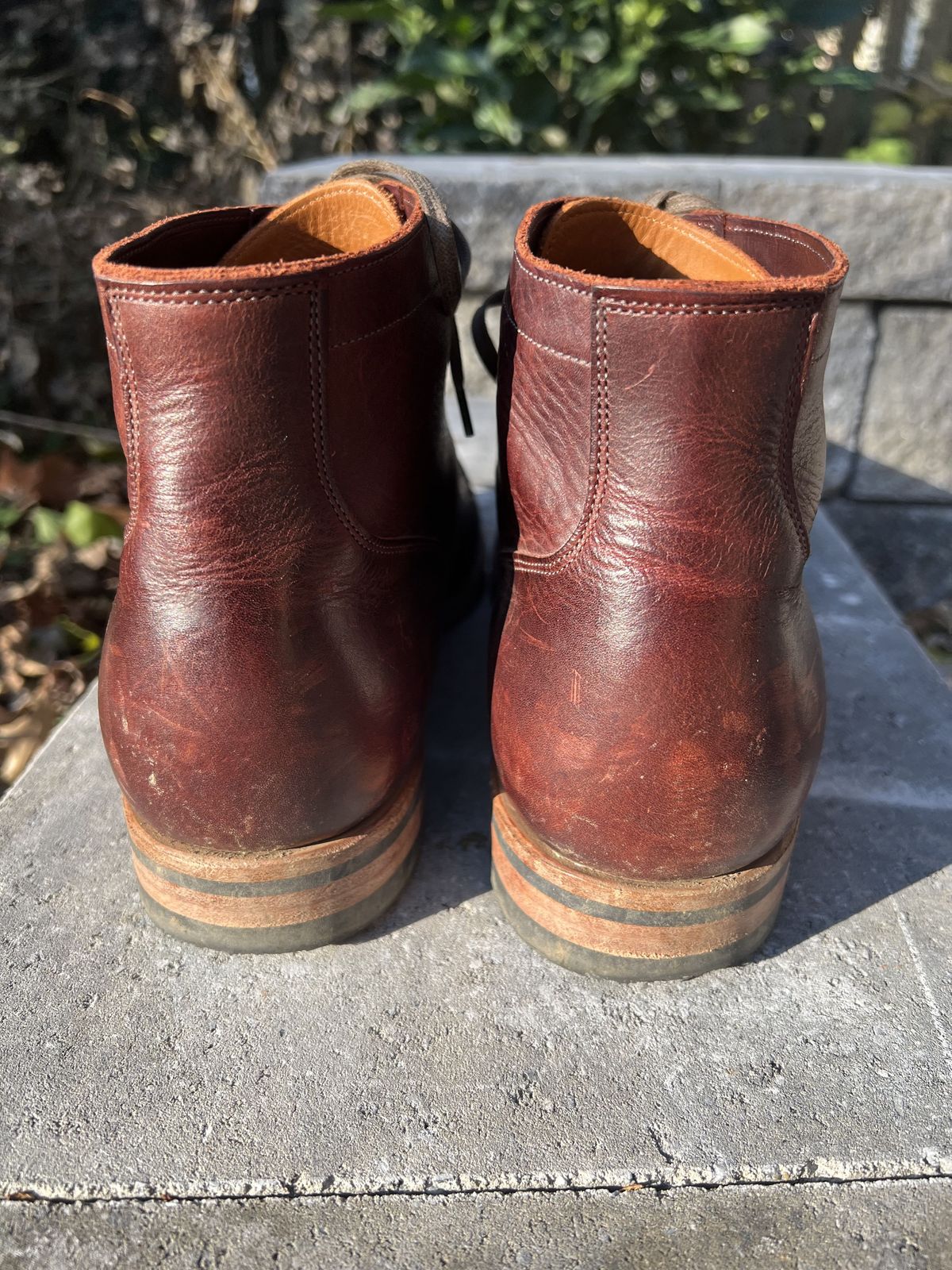 Photo by patinathunderdome on December 1, 2021 of the Viberg Service Boot in C.F. Stead Espresso Classic Oiled Shoulder.