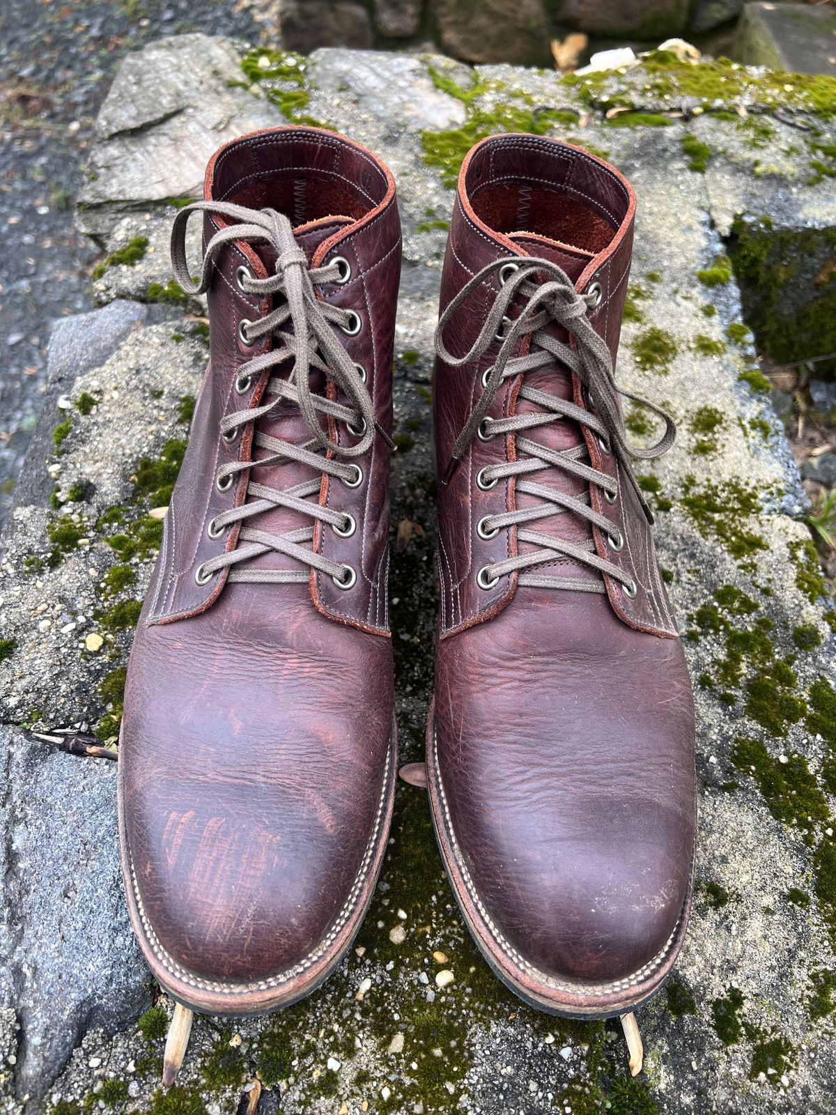 Photo by patinathunderdome on January 2, 2022 of the Viberg Service Boot in C.F. Stead Espresso Classic Oiled Shoulder.