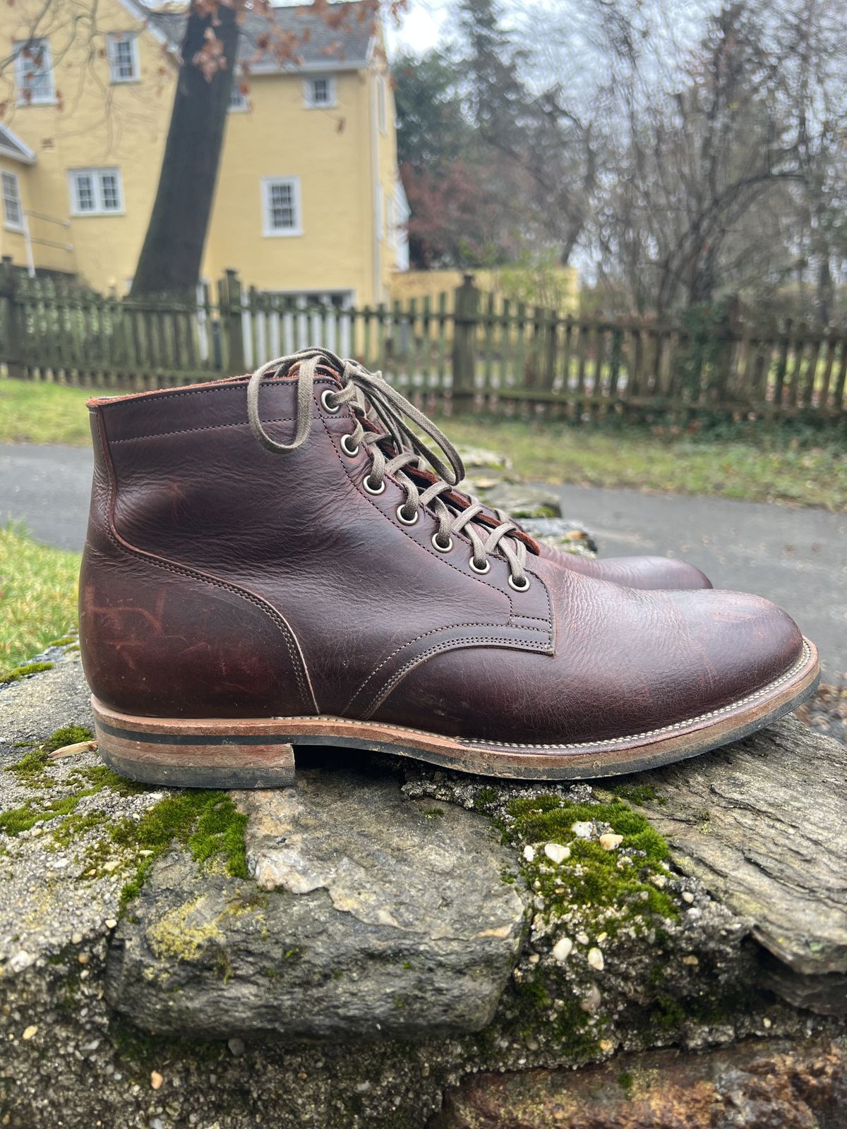 Photo by patinathunderdome on January 2, 2022 of the Viberg Service Boot in C.F. Stead Espresso Classic Oiled Shoulder.