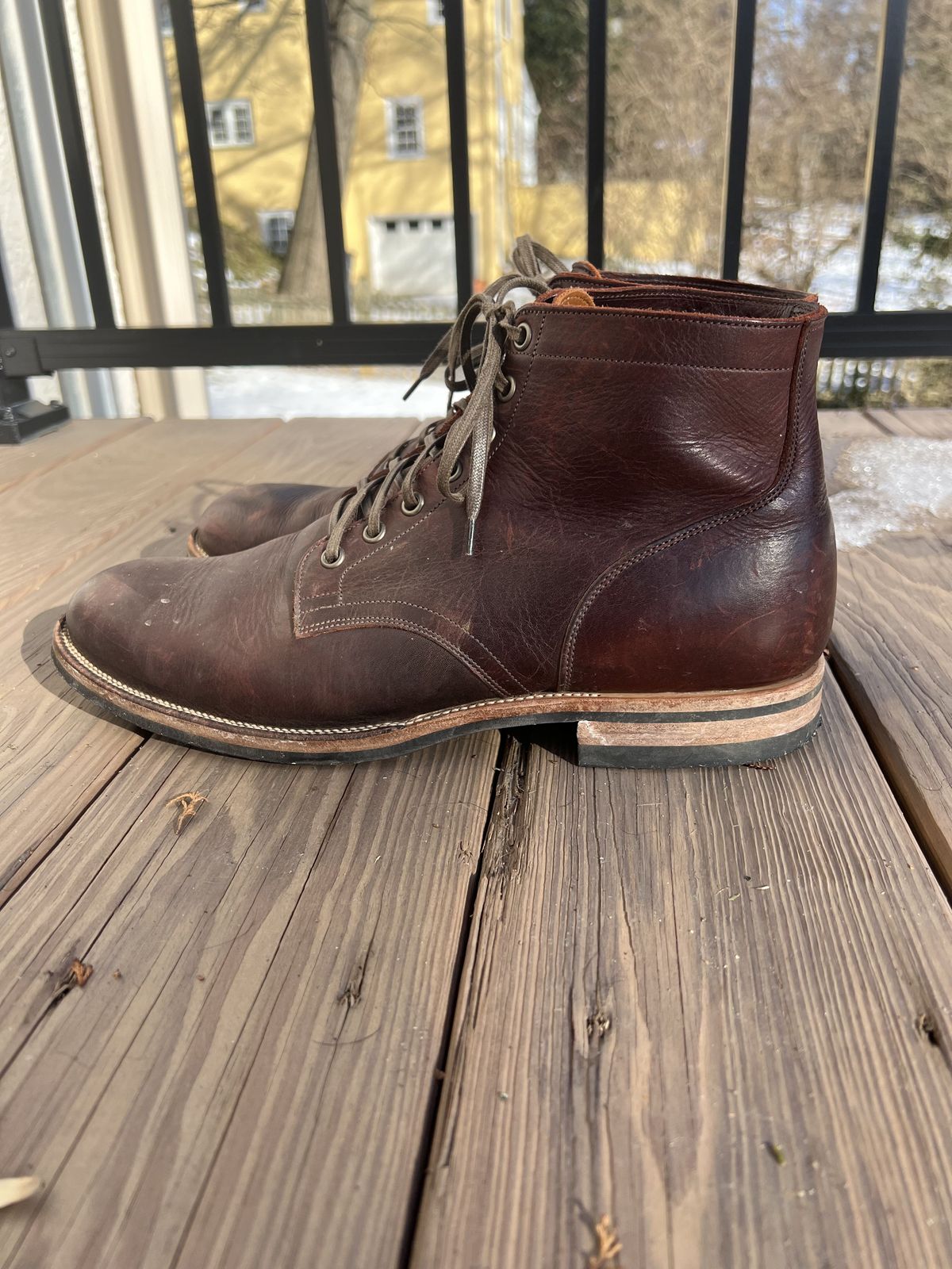 Photo by patinathunderdome on February 2, 2022 of the Viberg Service Boot in C.F. Stead Espresso Classic Oiled Shoulder.