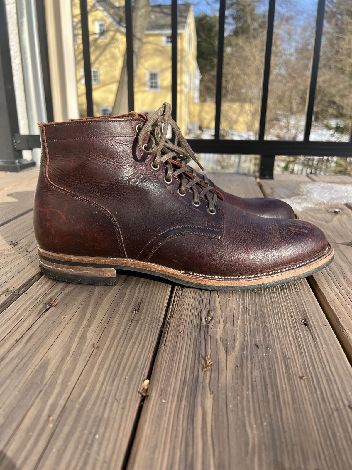 Photo by patinathunderdome on February 2, 2022 of the Viberg Service Boot in C.F. Stead Espresso Classic Oiled Shoulder.