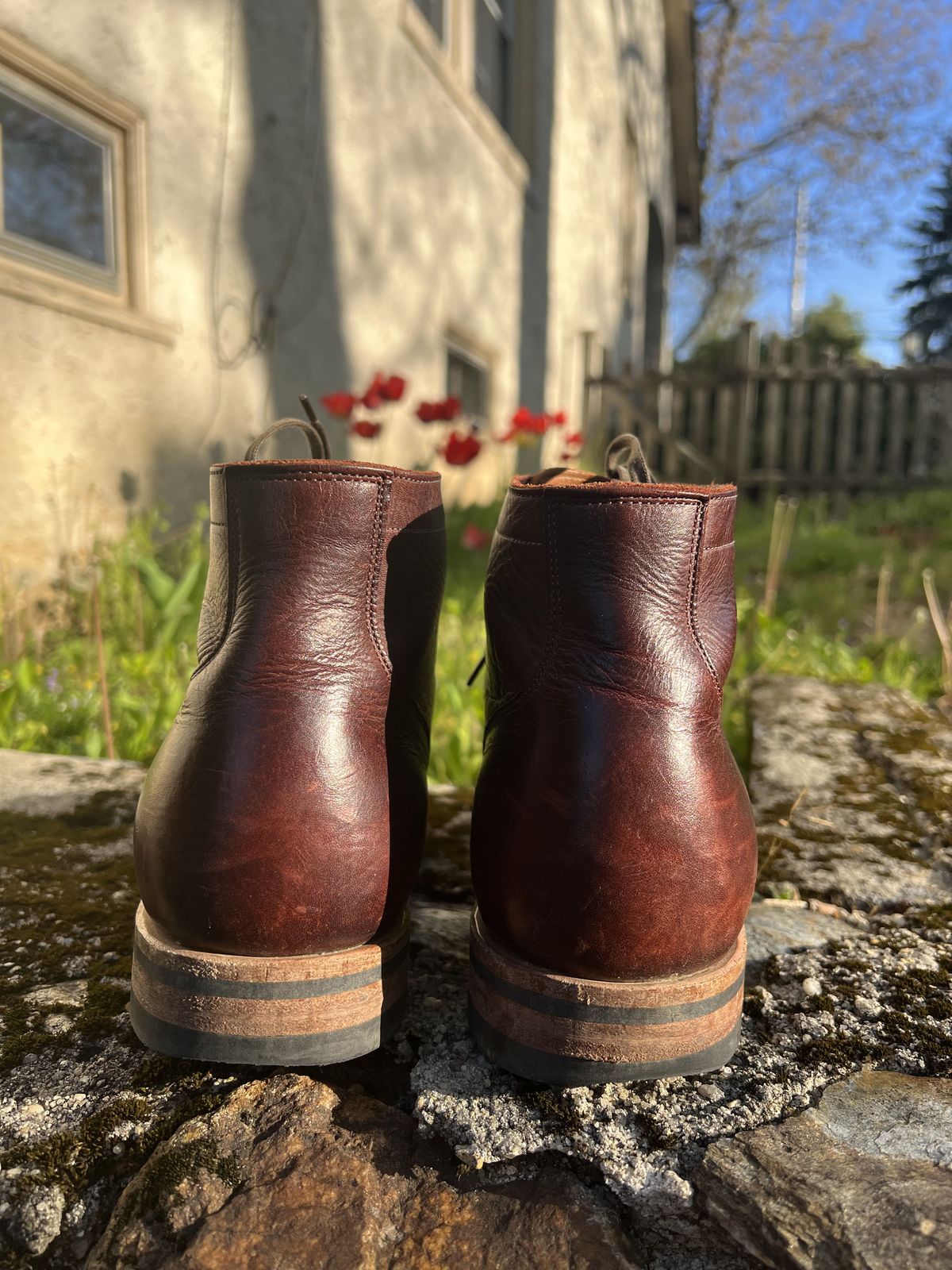 Photo by patinathunderdome on May 3, 2022 of the Viberg Service Boot in C.F. Stead Espresso Classic Oiled Shoulder.