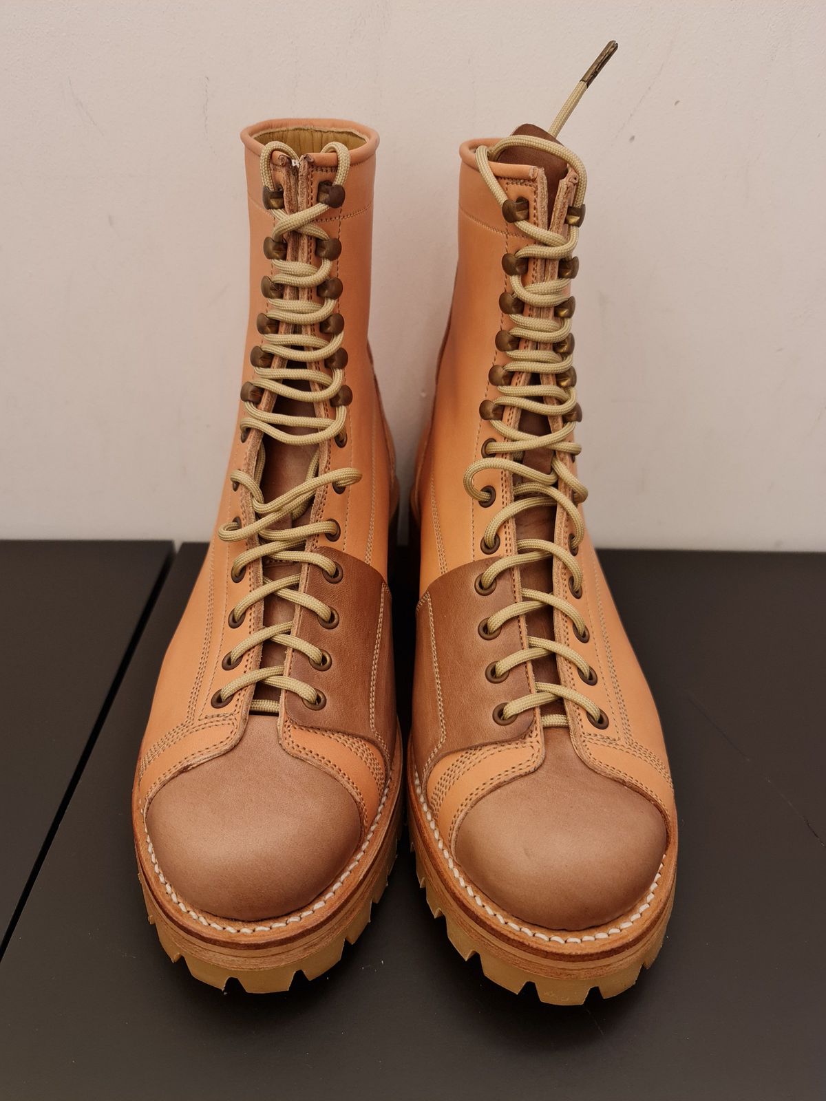 Photo by patinathunderdome on October 2, 2021 of the Bad Hat Brothers Monkey Boots in Horween Natural Essex.