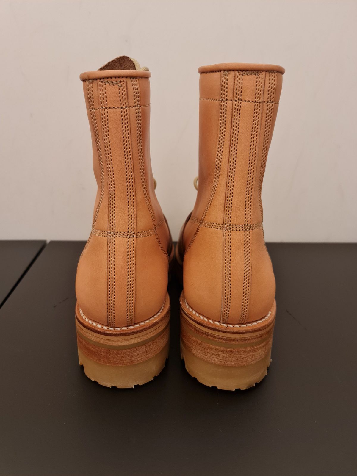 Photo by patinathunderdome on October 2, 2021 of the Bad Hat Brothers Monkey Boots in Horween Natural Essex.