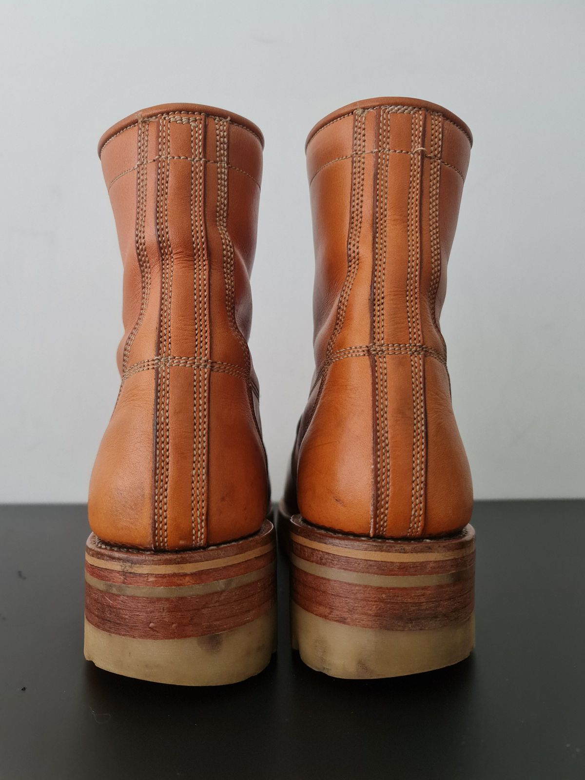 Photo by patinathunderdome on March 4, 2022 of the Bad Hat Brothers Monkey Boots in Horween Natural Essex.