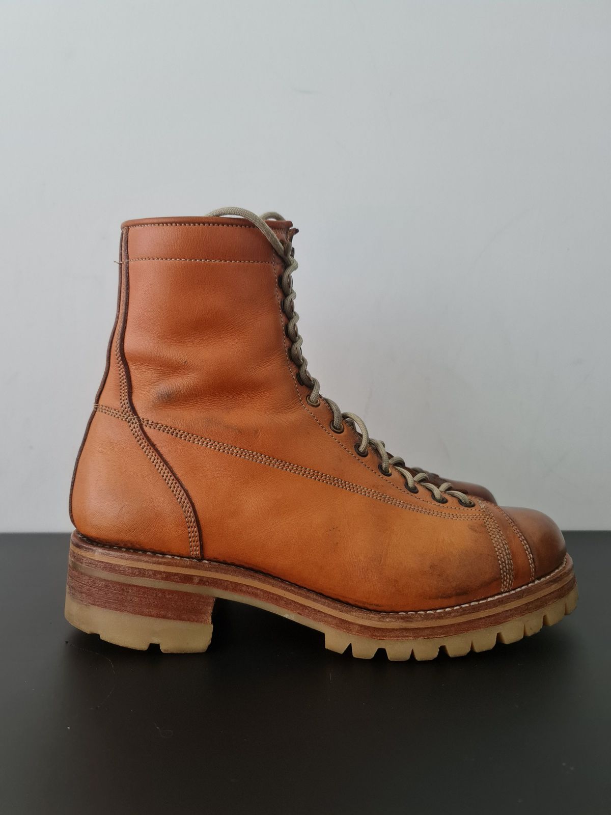 Photo by patinathunderdome on March 4, 2022 of the Bad Hat Brothers Monkey Boots in Horween Natural Essex.