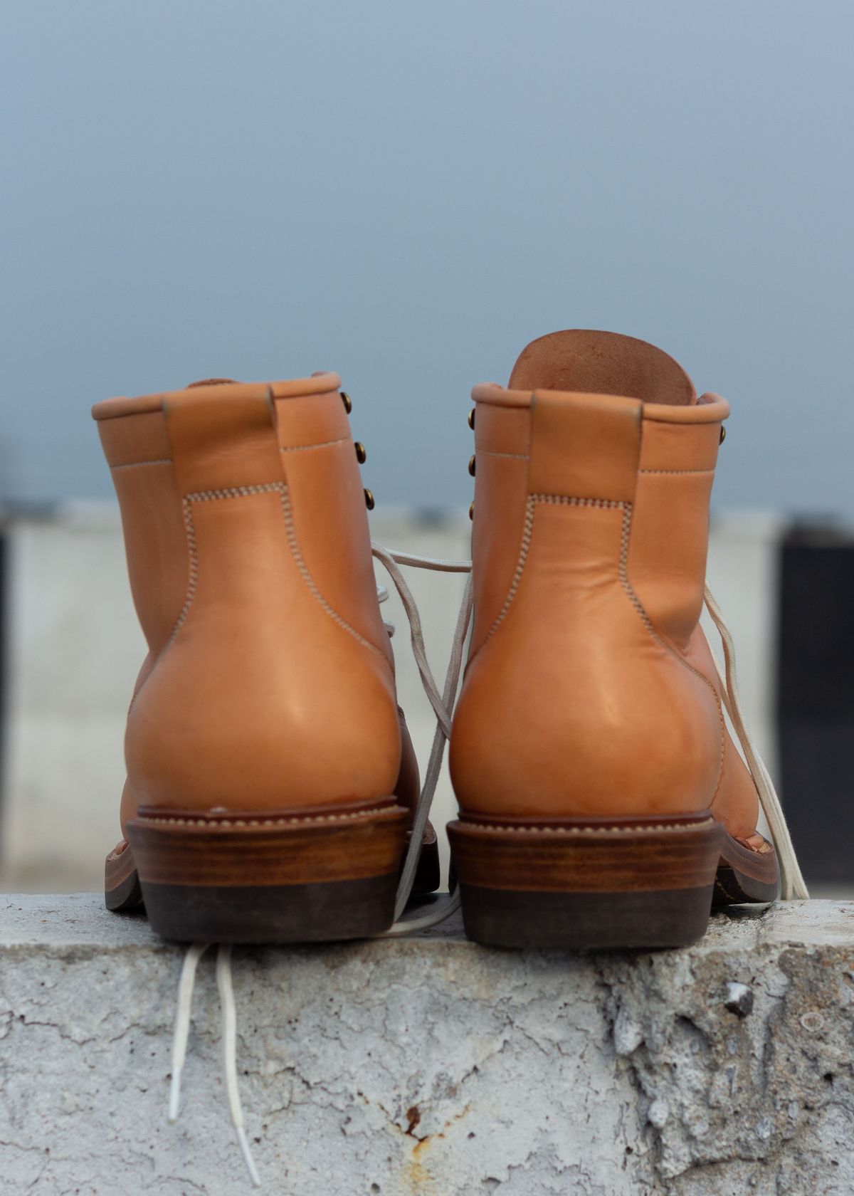 Photo by patinathunderdome on January 5, 2022 of the Flame Panda Monkey Boot in Tochigi Natural Cowhide.