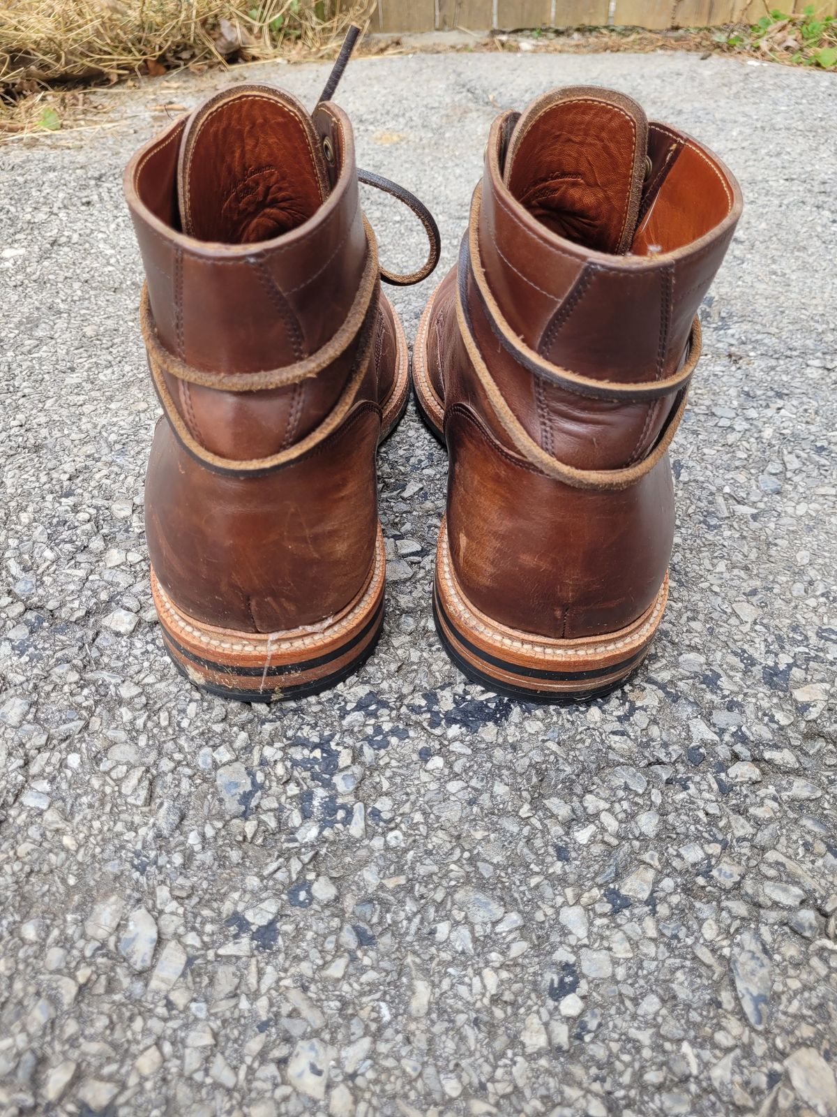 Photo by patinathunderdome on December 4, 2021 of the Grant Stone Diesel Boot in Horween Crimson Chromexcel.