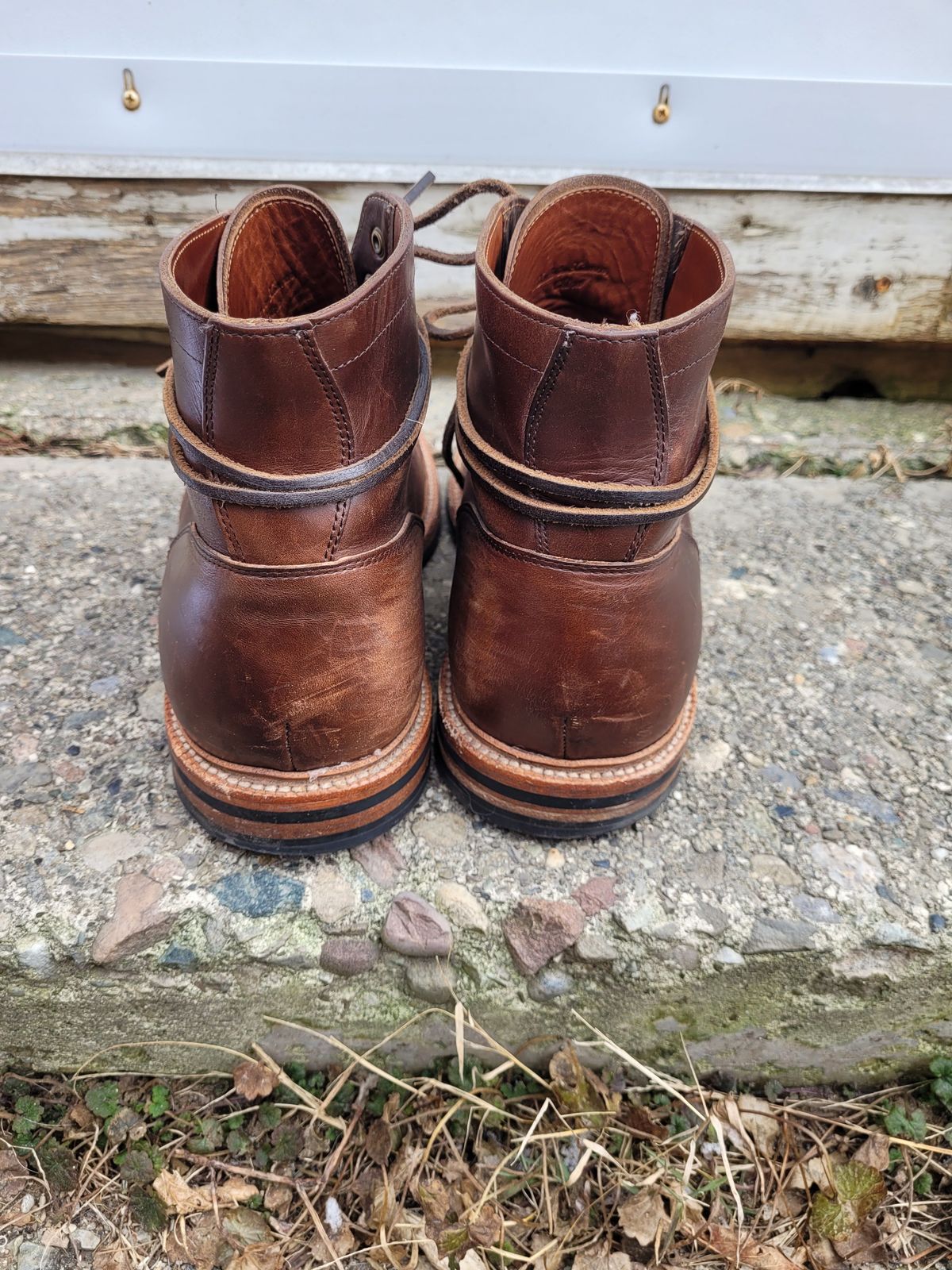 Photo by patinathunderdome on January 4, 2022 of the Grant Stone Diesel Boot in Horween Crimson Chromexcel.