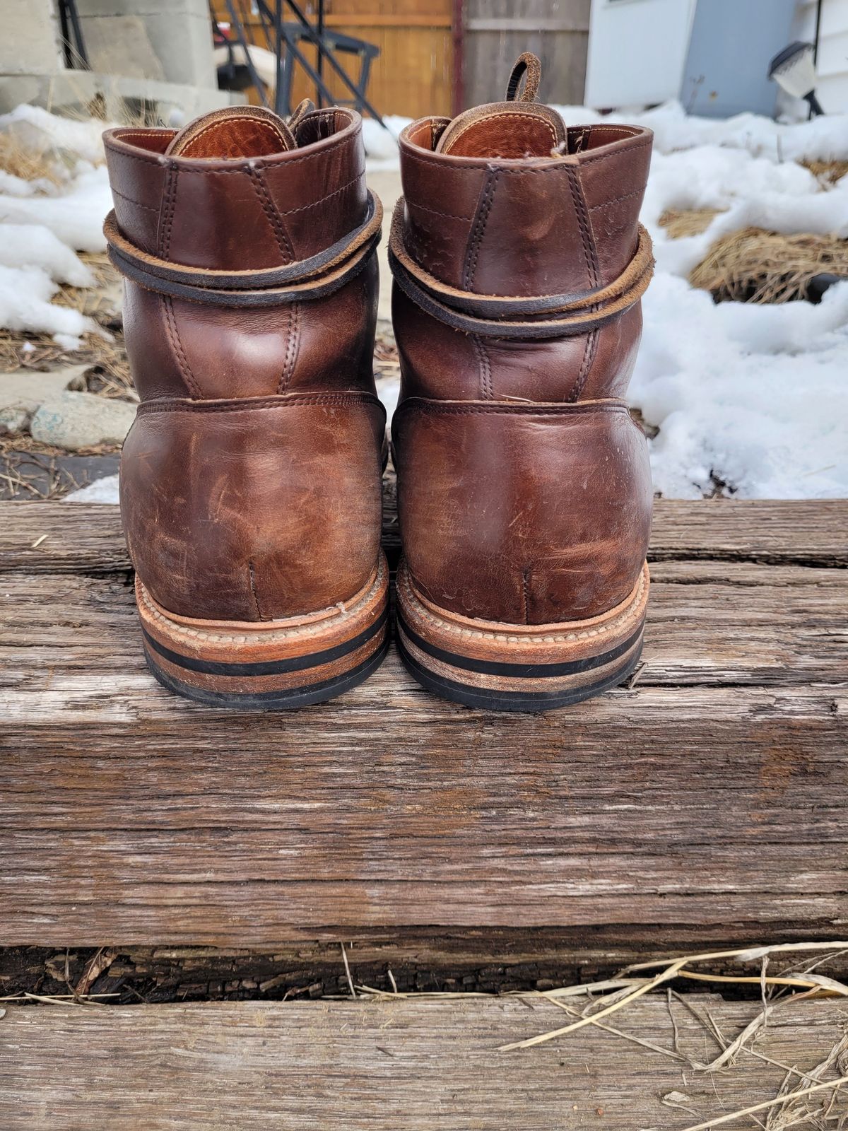 Photo by patinathunderdome on March 5, 2022 of the Grant Stone Diesel Boot in Horween Crimson Chromexcel.