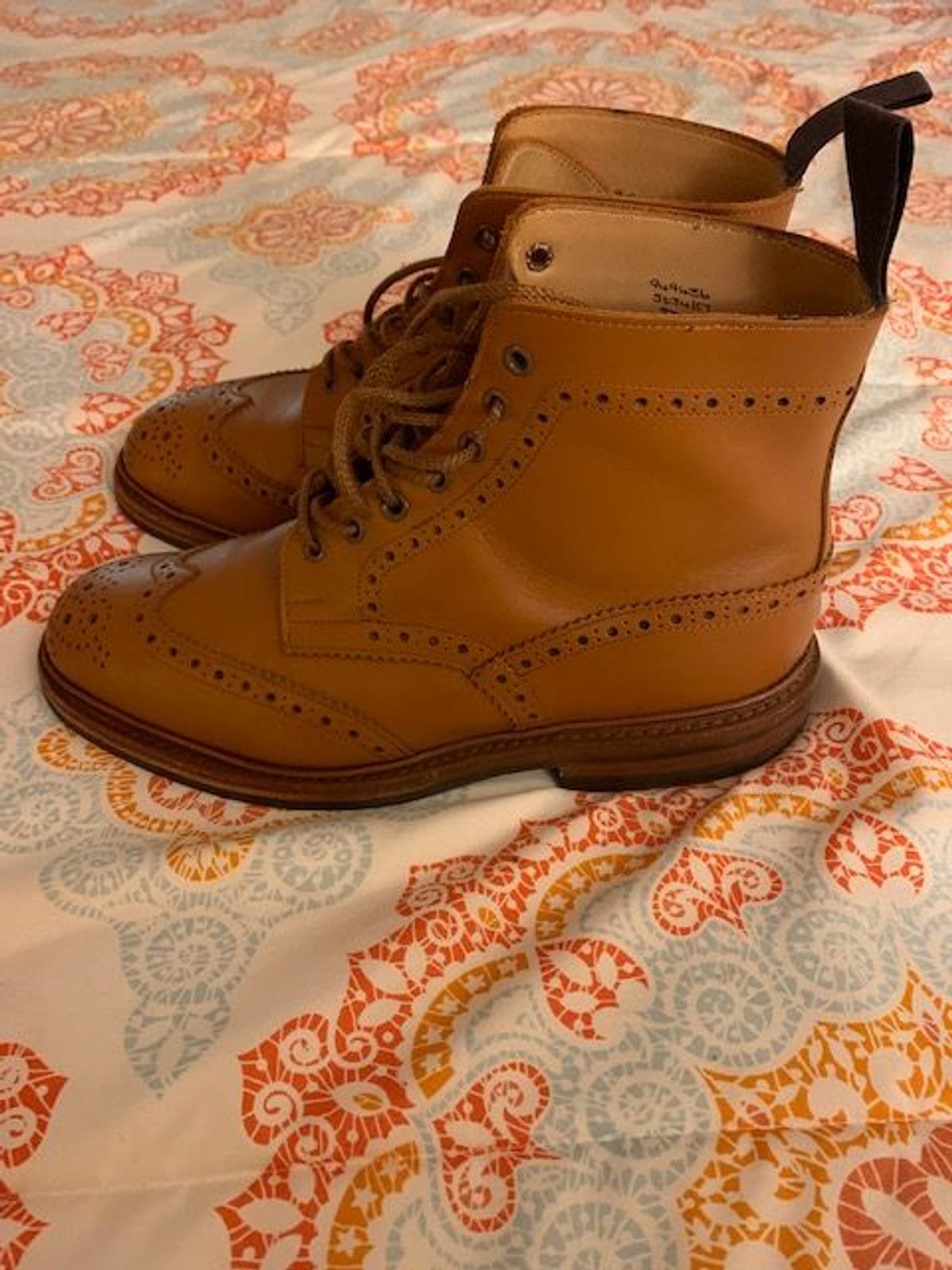 Photo by patinathunderdome on November 5, 2021 of the Tricker's Stow Country Boot in C-Shade Tan.