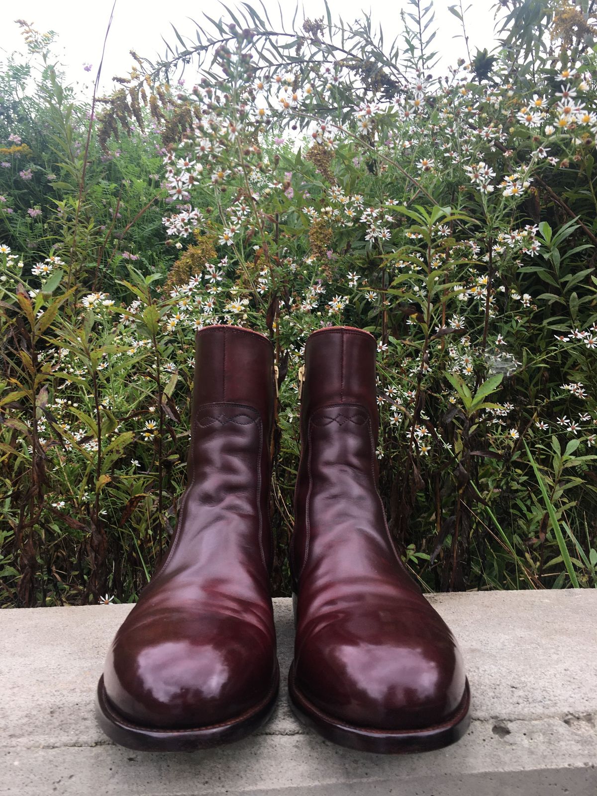 Photo by patinathunderdome on October 4, 2021 of the Hark Weber Zip Boot in Horween Color 8 Chromexcel.