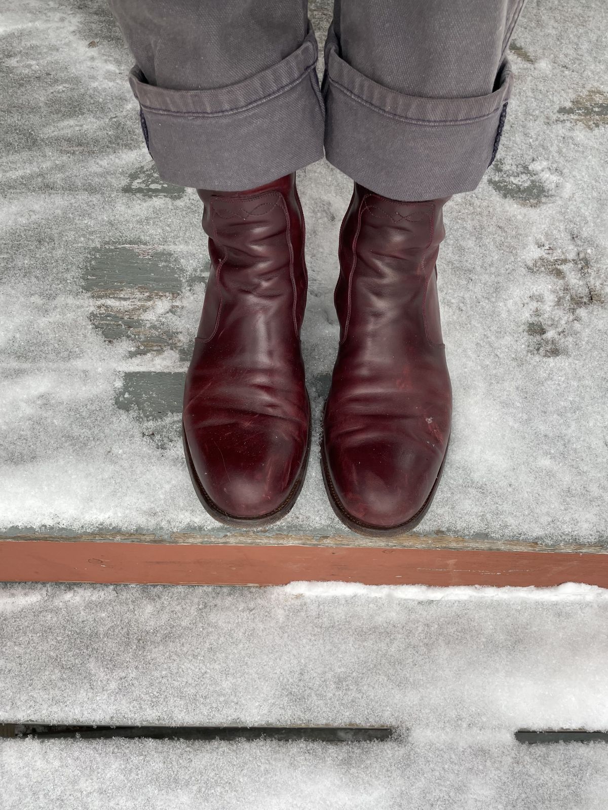 Photo by patinathunderdome on January 3, 2022 of the Hark Weber Zip Boot in Horween Color 8 Chromexcel.