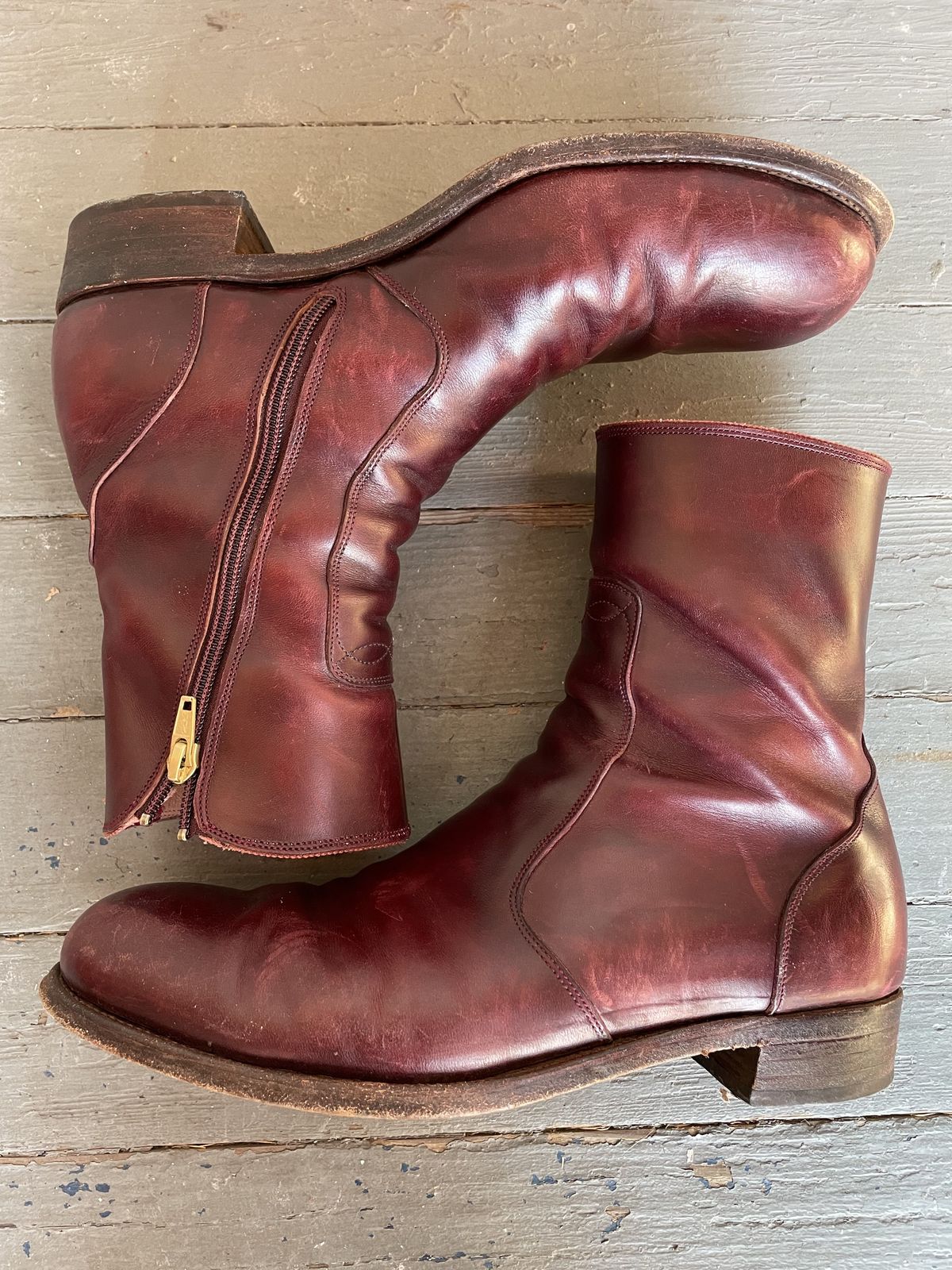 Photo by patinathunderdome on February 3, 2022 of the Hark Weber Zip Boot in Horween Color 8 Chromexcel.