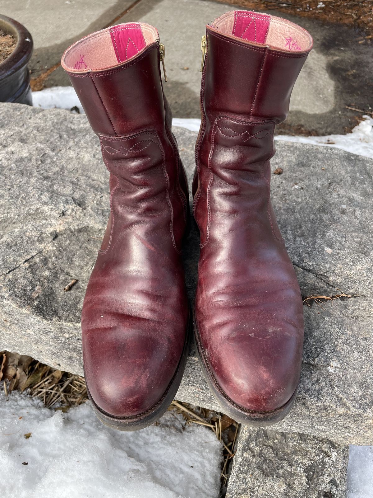 Photo by patinathunderdome on March 2, 2022 of the Hark Weber Zip Boot in Horween Color 8 Chromexcel.