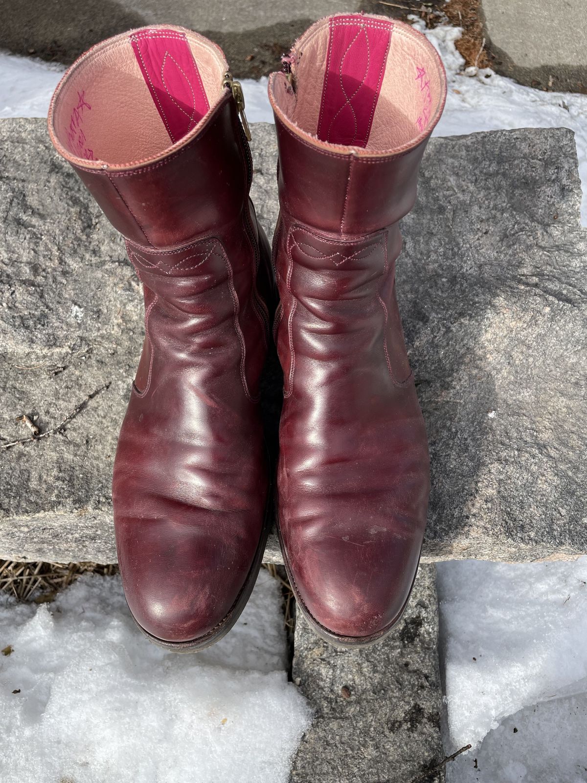Photo by patinathunderdome on March 2, 2022 of the Hark Weber Zip Boot in Horween Color 8 Chromexcel.