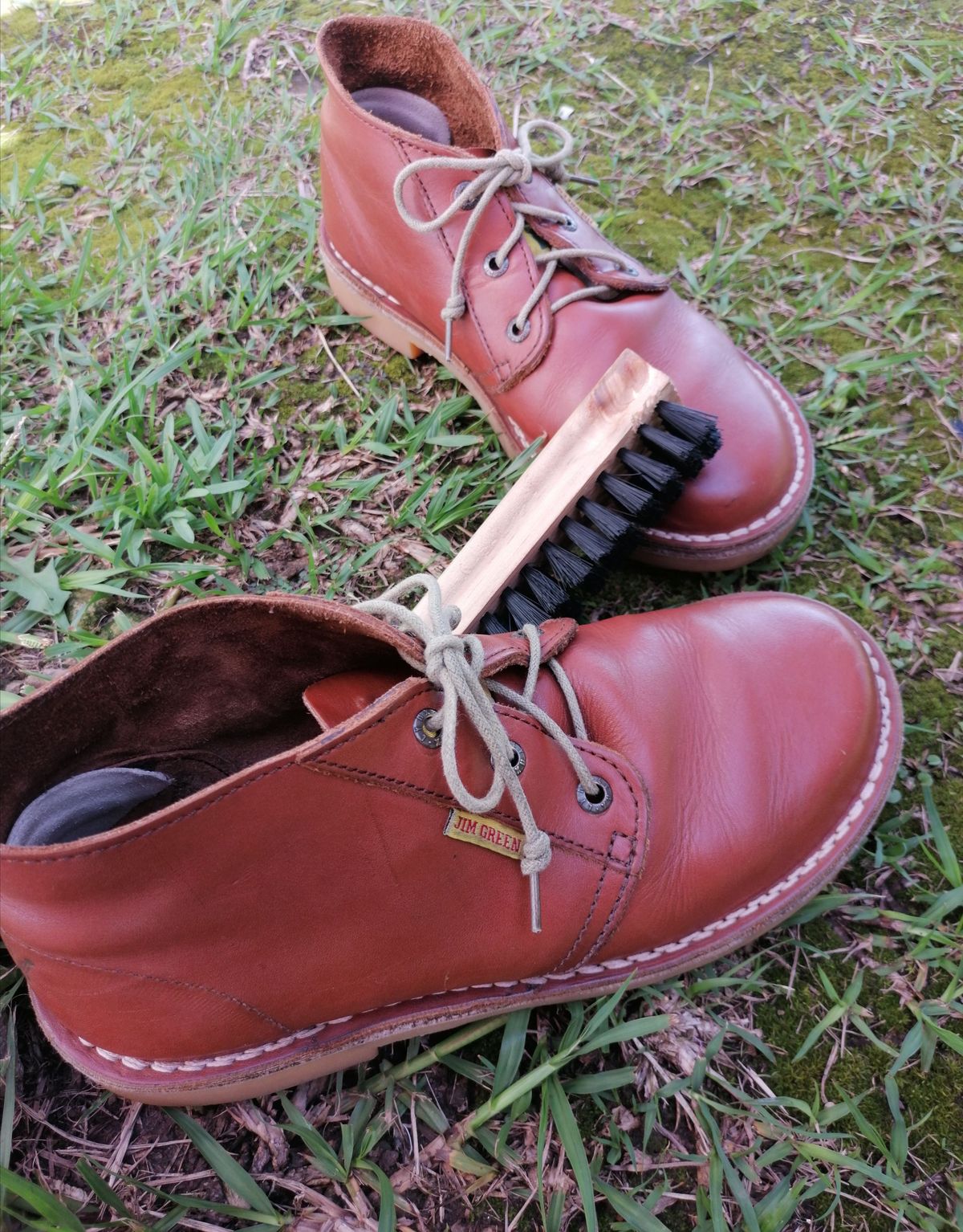 Photo by patinathunderdome on January 1, 2022 of the Jim Green Vellie in Tan Full Grain.