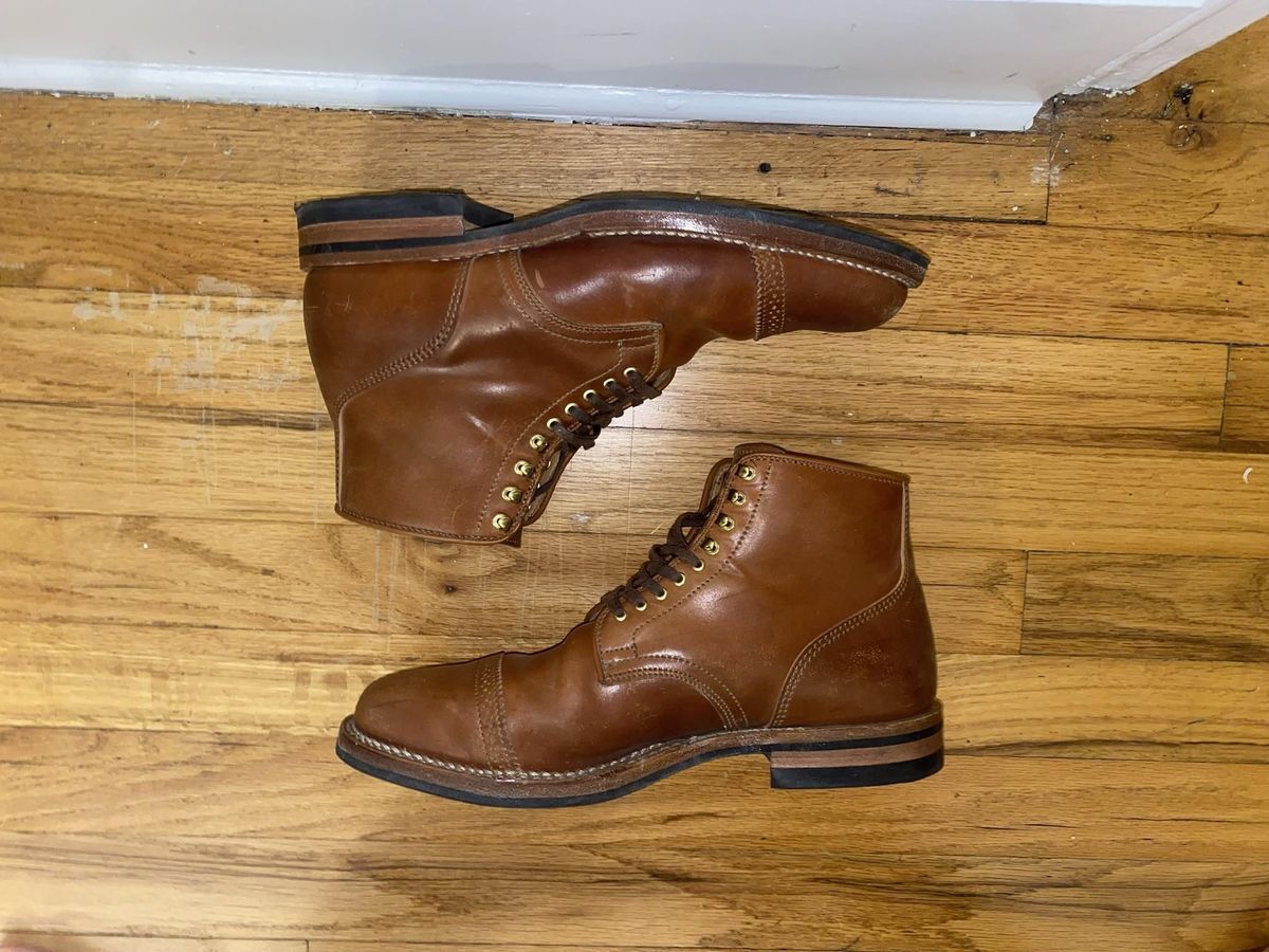 Photo by patinathunderdome on November 7, 2021 of the Viberg Service Boot in Horween Natural Shell Cordovan.