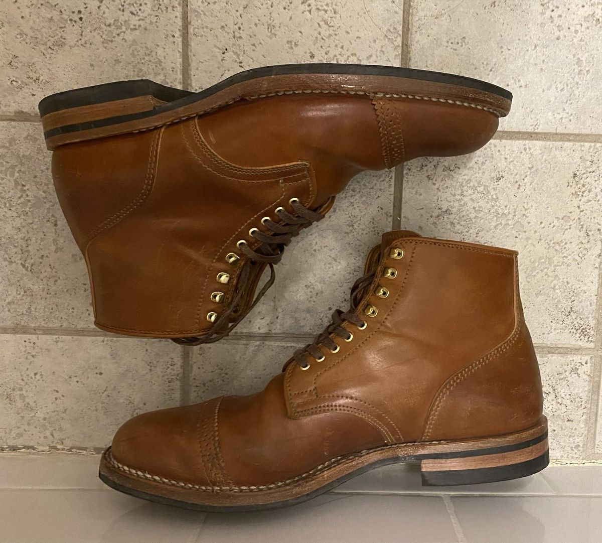 Photo by patinathunderdome on December 6, 2021 of the Viberg Service Boot in Horween Natural Shell Cordovan.