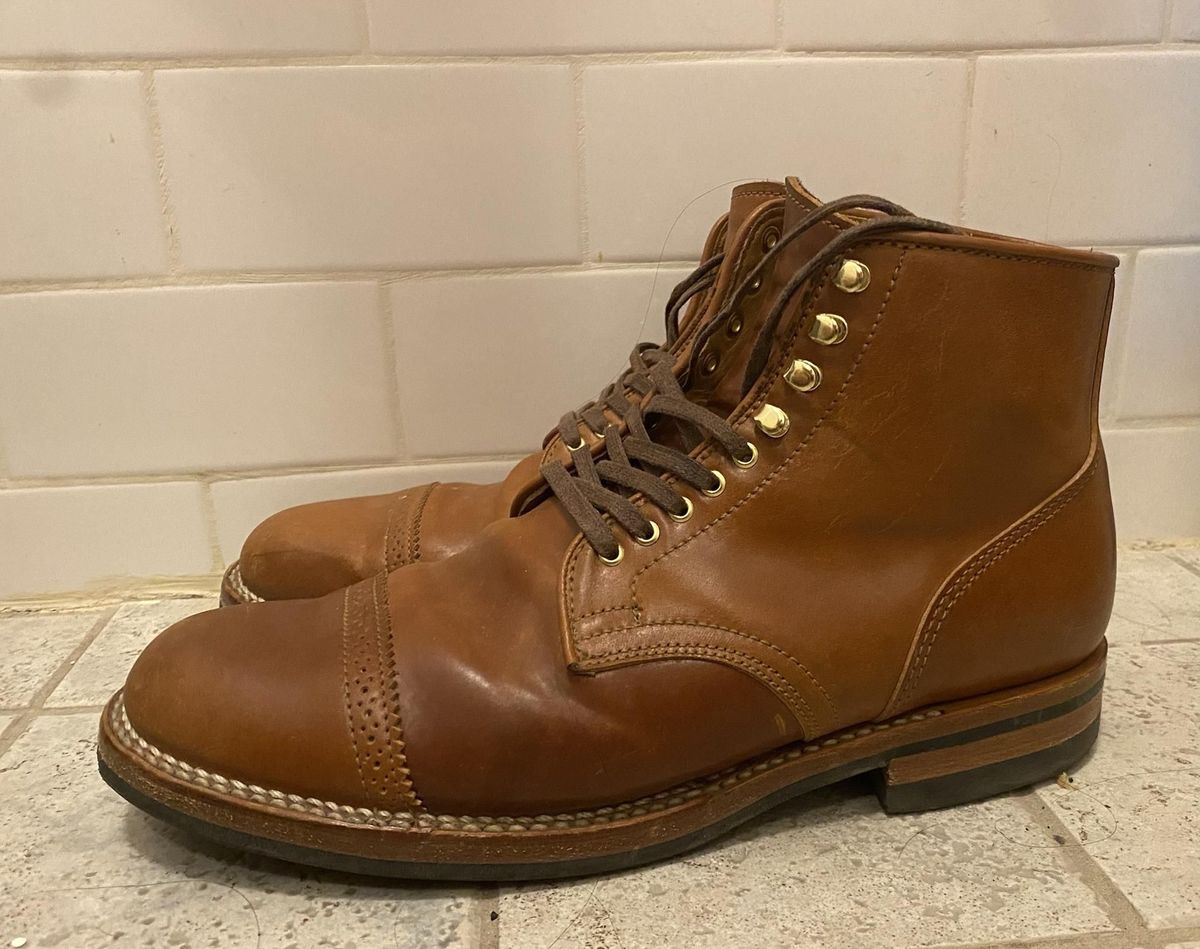 Photo by patinathunderdome on December 6, 2021 of the Viberg Service Boot in Horween Natural Shell Cordovan.