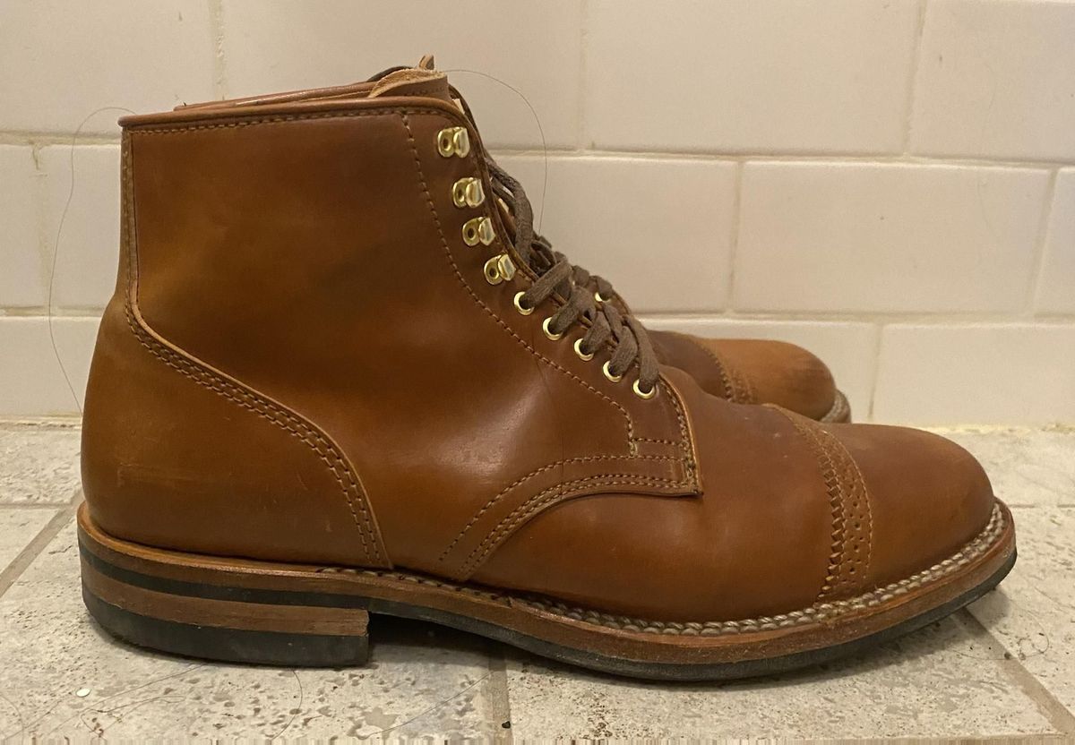 Photo by patinathunderdome on December 6, 2021 of the Viberg Service Boot in Horween Natural Shell Cordovan.