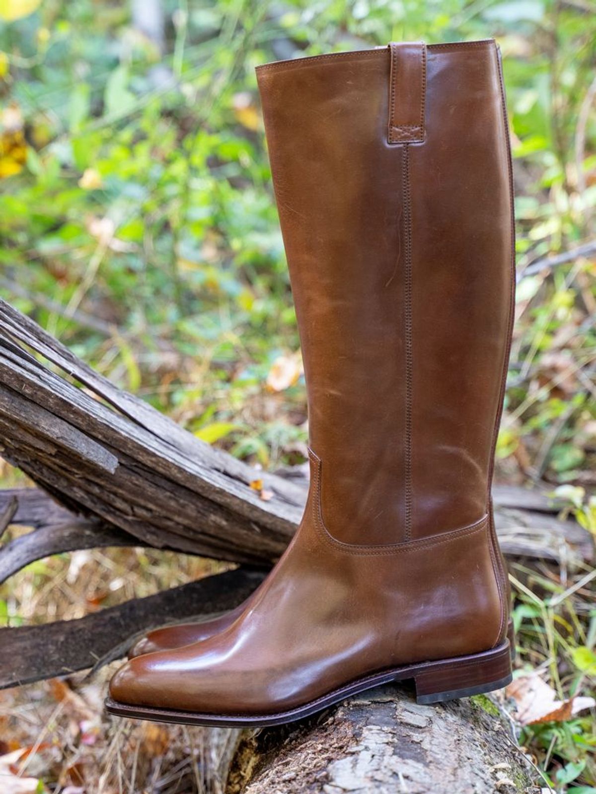 Photo by patinathunderdome on November 9, 2021 of the Carmina Riding Boots 1506 in Horween Cognac Shell Cordovan.