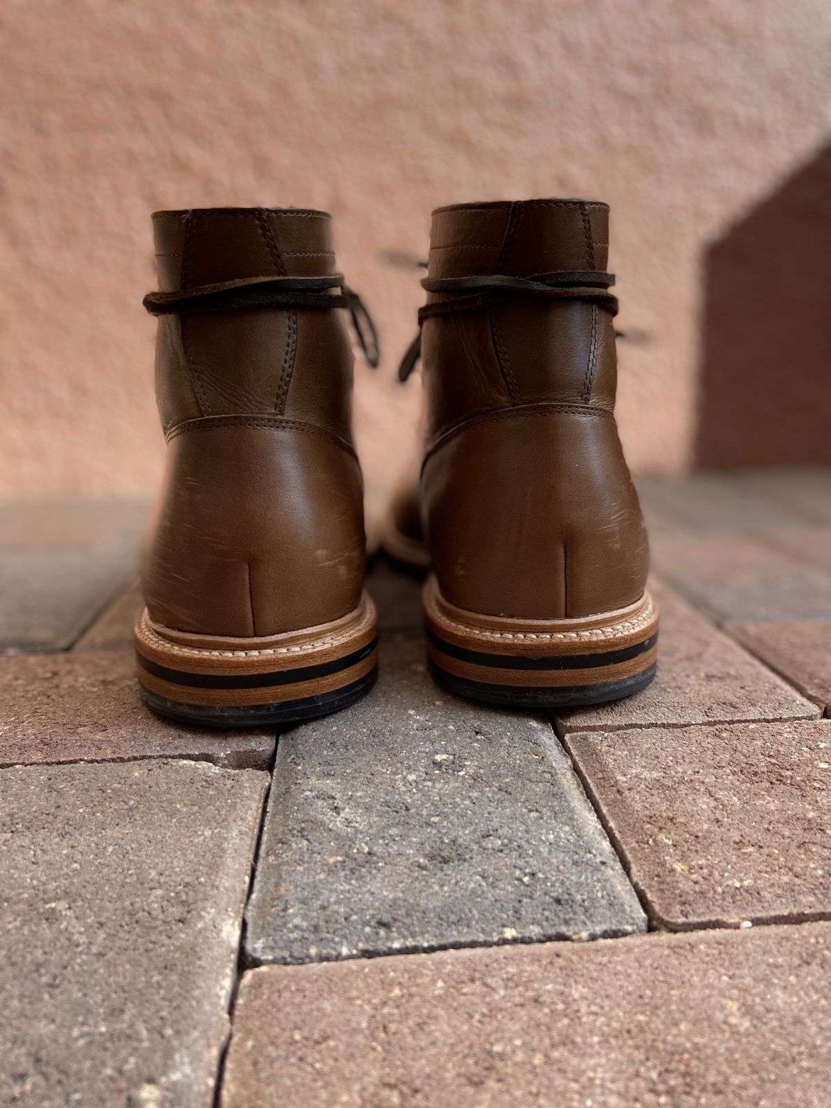 Photo by patinathunderdome on December 5, 2021 of the Grant Stone Diesel Boot in Horween Dune Chromexcel.