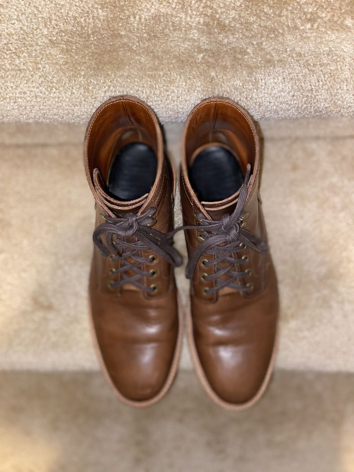 Photo by patinathunderdome on February 6, 2022 of the Grant Stone Diesel Boot in Horween Dune Chromexcel.