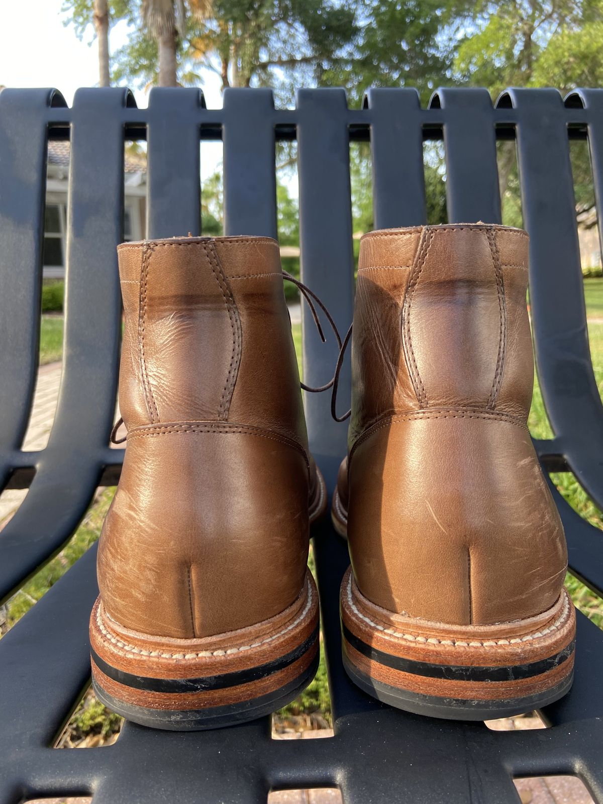 Photo by patinathunderdome on May 4, 2022 of the Grant Stone Diesel Boot in Horween Dune Chromexcel.