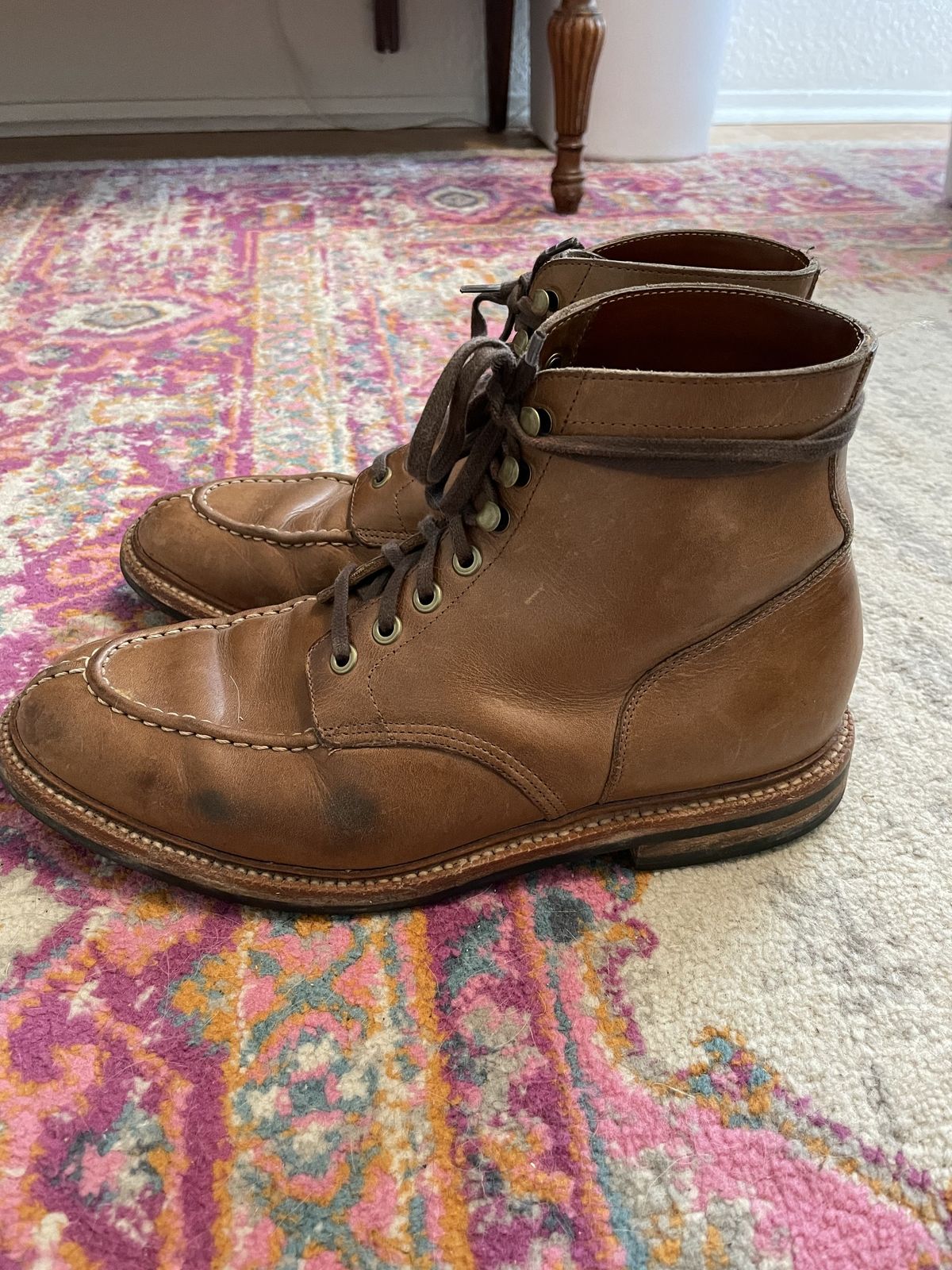 Photo by patinathunderdome on February 5, 2022 of the Grant Stone Ottawa Boot in Horween Dune Chromexcel.