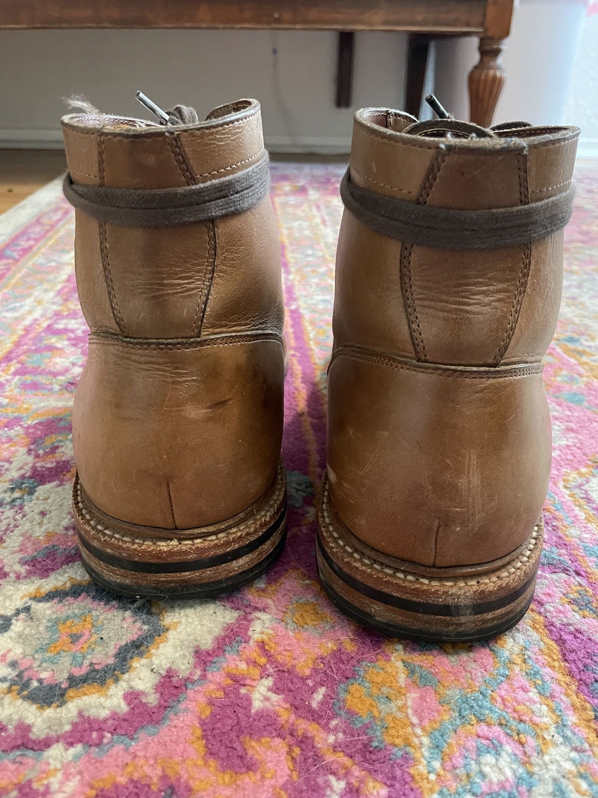 Photo by patinathunderdome on February 5, 2022 of the Grant Stone Ottawa Boot in Horween Dune Chromexcel.