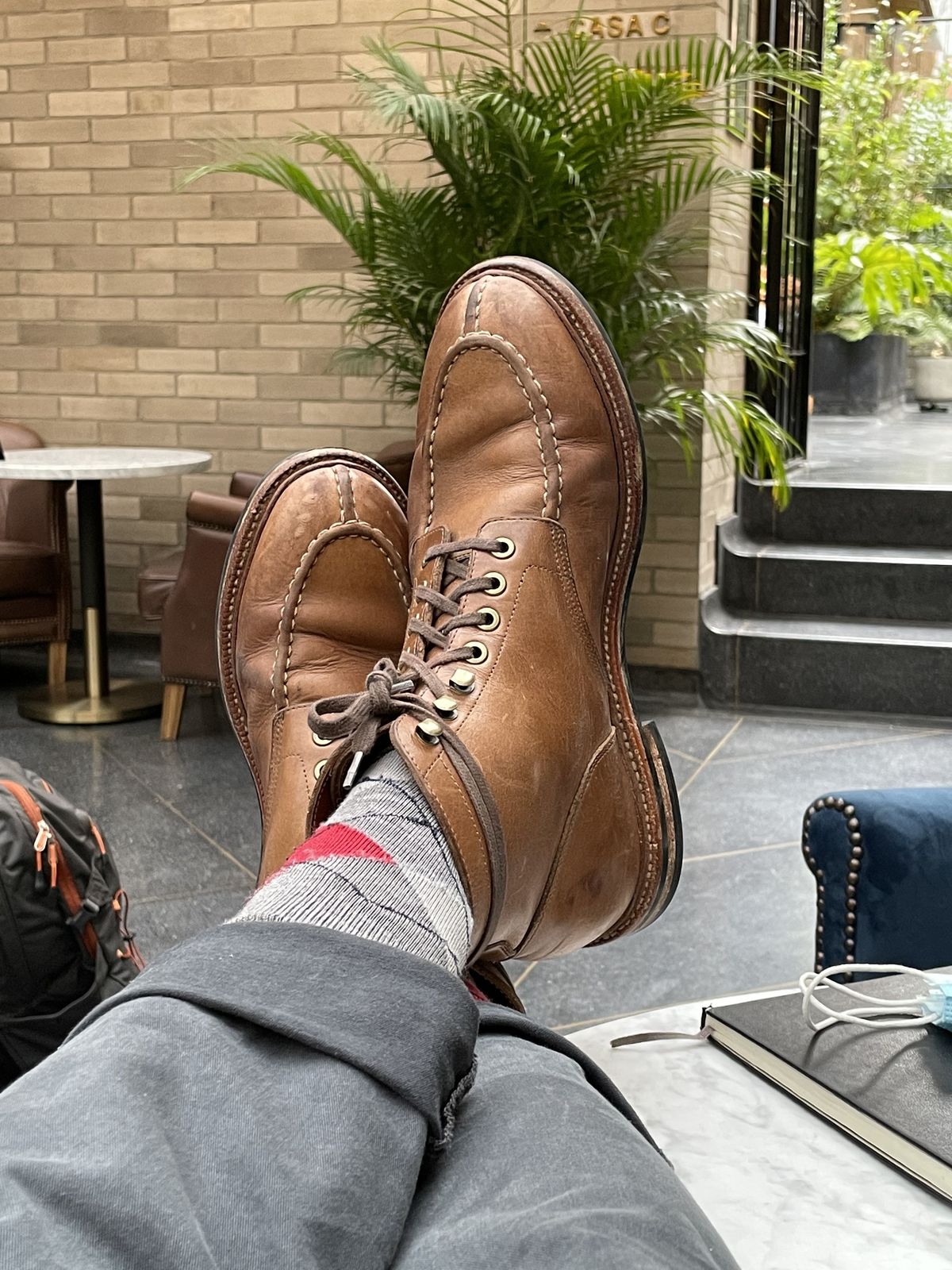 Photo by patinathunderdome on April 3, 2022 of the Grant Stone Ottawa Boot in Horween Dune Chromexcel.