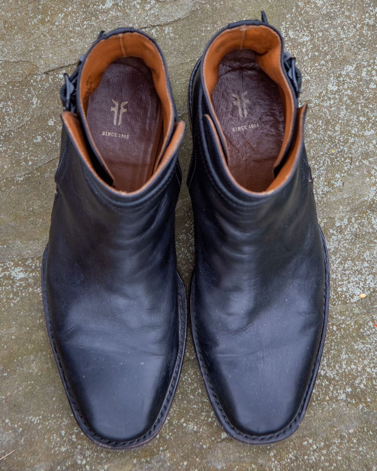 Photo by patinathunderdome on December 4, 2021 of the Frye Jasper Jodhpur in Black Italian Veg Tan.