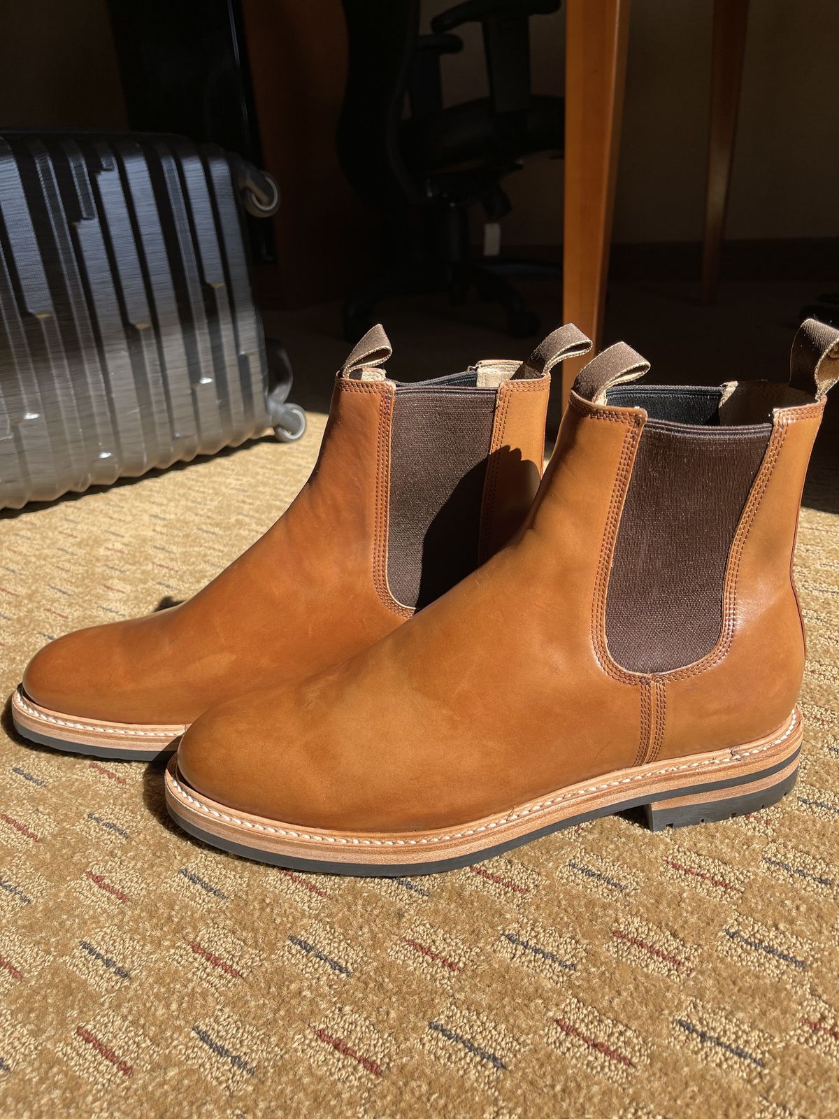Photo by patinathunderdome on September 30, 2021 of the Taylor Stitch Ranch Boot in Rocado Whisky Shell Cordovan.