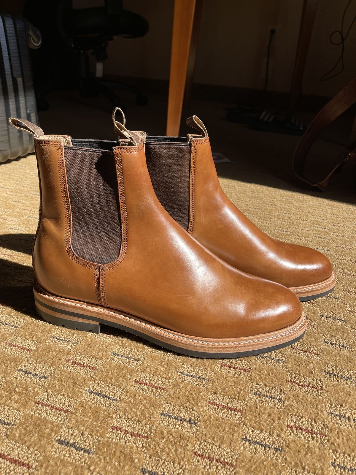 Photo by patinathunderdome on September 30, 2021 of the Taylor Stitch Ranch Boot in Rocado Whisky Shell Cordovan.
