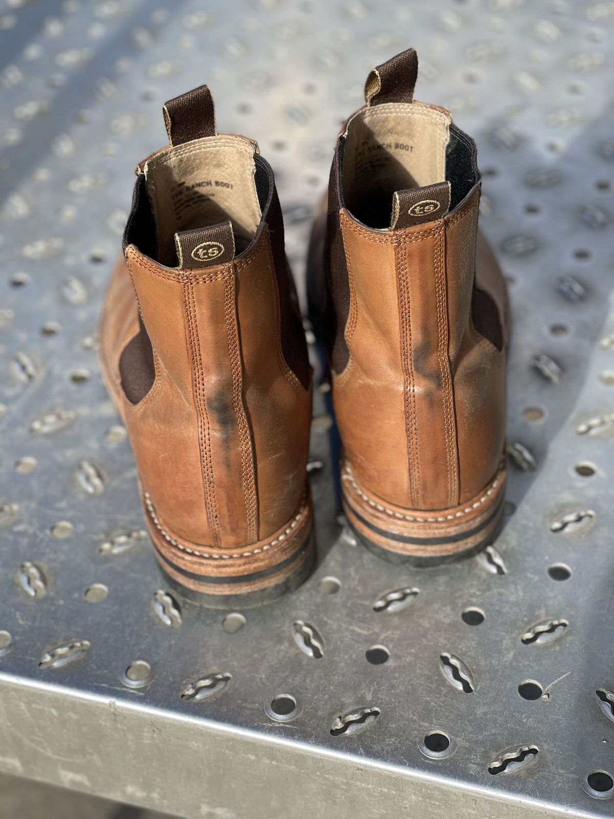 Photo by patinathunderdome on November 4, 2021 of the Taylor Stitch Ranch Boot in Rocado Whisky Shell Cordovan.