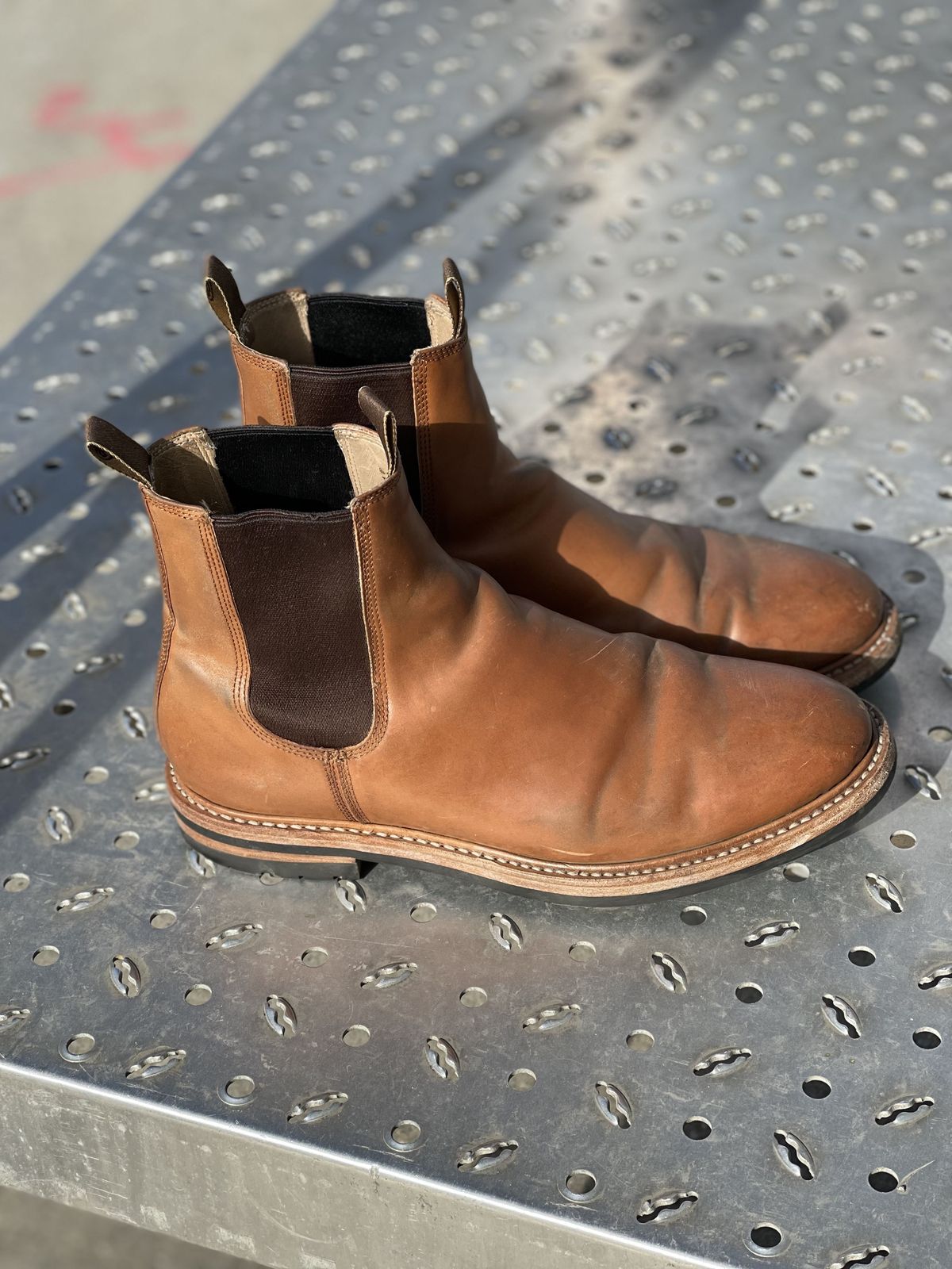 Photo by patinathunderdome on November 4, 2021 of the Taylor Stitch Ranch Boot in Rocado Whisky Shell Cordovan.