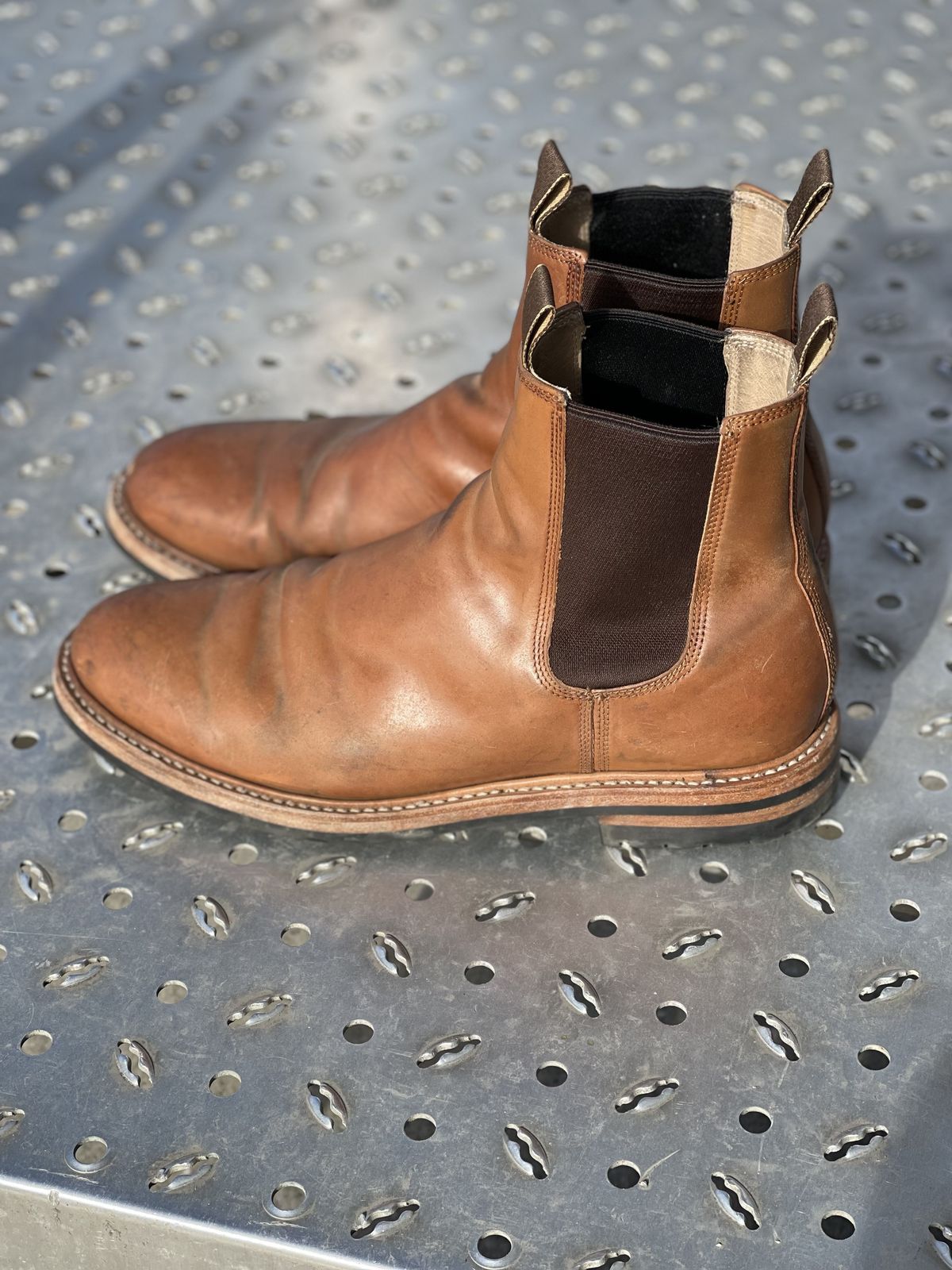 Photo by patinathunderdome on November 4, 2021 of the Taylor Stitch Ranch Boot in Rocado Whisky Shell Cordovan.