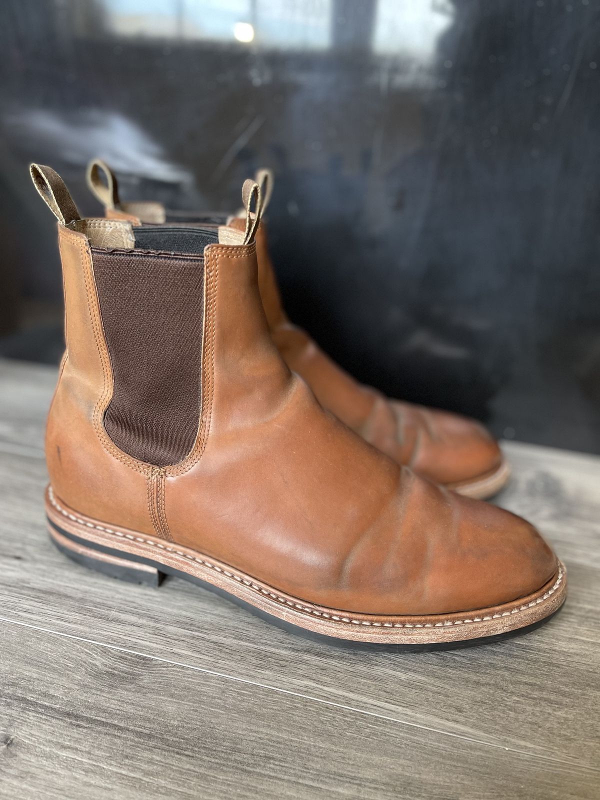 Photo by patinathunderdome on December 5, 2021 of the Taylor Stitch Ranch Boot in Rocado Whisky Shell Cordovan.