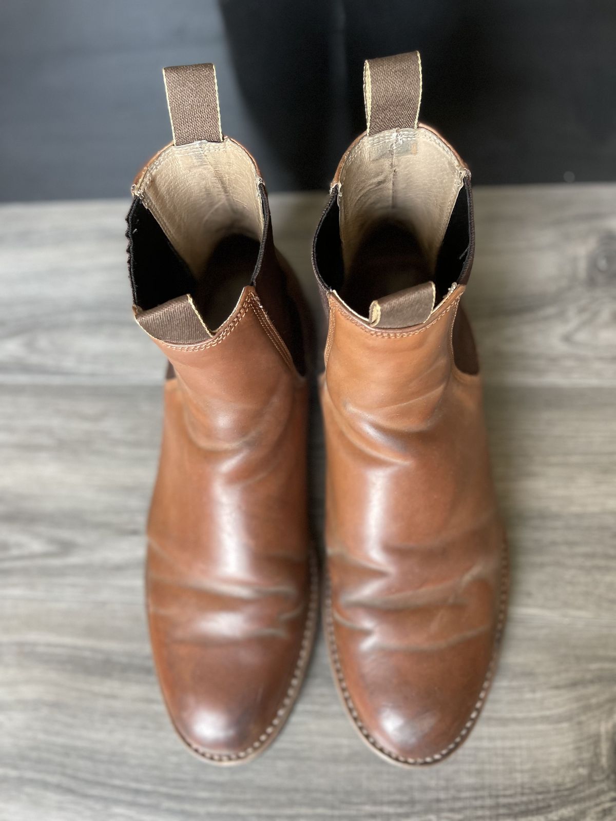 Photo by patinathunderdome on December 5, 2021 of the Taylor Stitch Ranch Boot in Rocado Whisky Shell Cordovan.