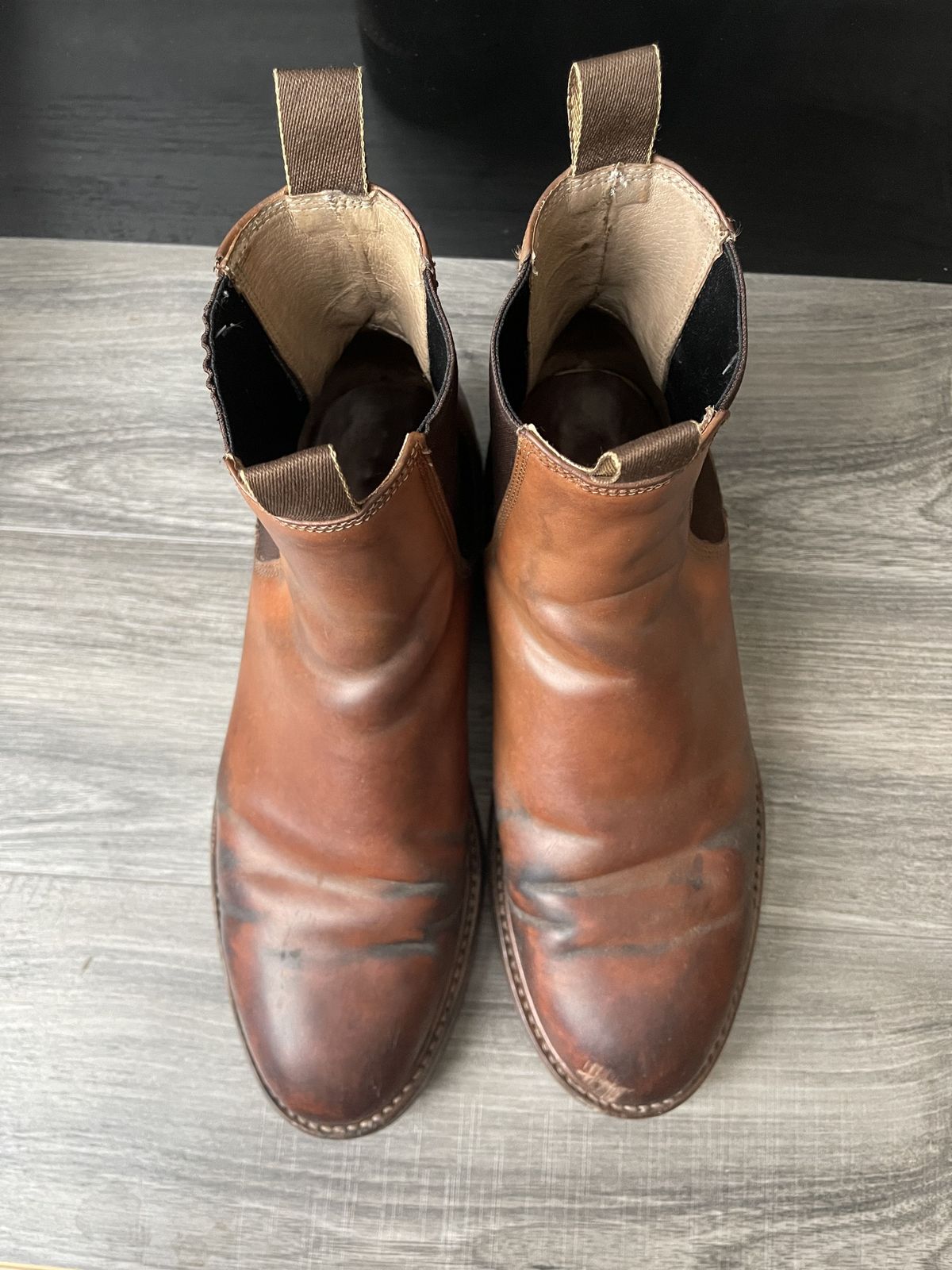 Photo by patinathunderdome on January 3, 2022 of the Taylor Stitch Ranch Boot in Rocado Whisky Shell Cordovan.
