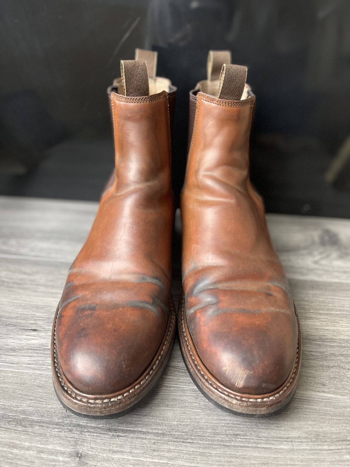Photo by patinathunderdome on January 3, 2022 of the Taylor Stitch Ranch Boot in Rocado Whisky Shell Cordovan.