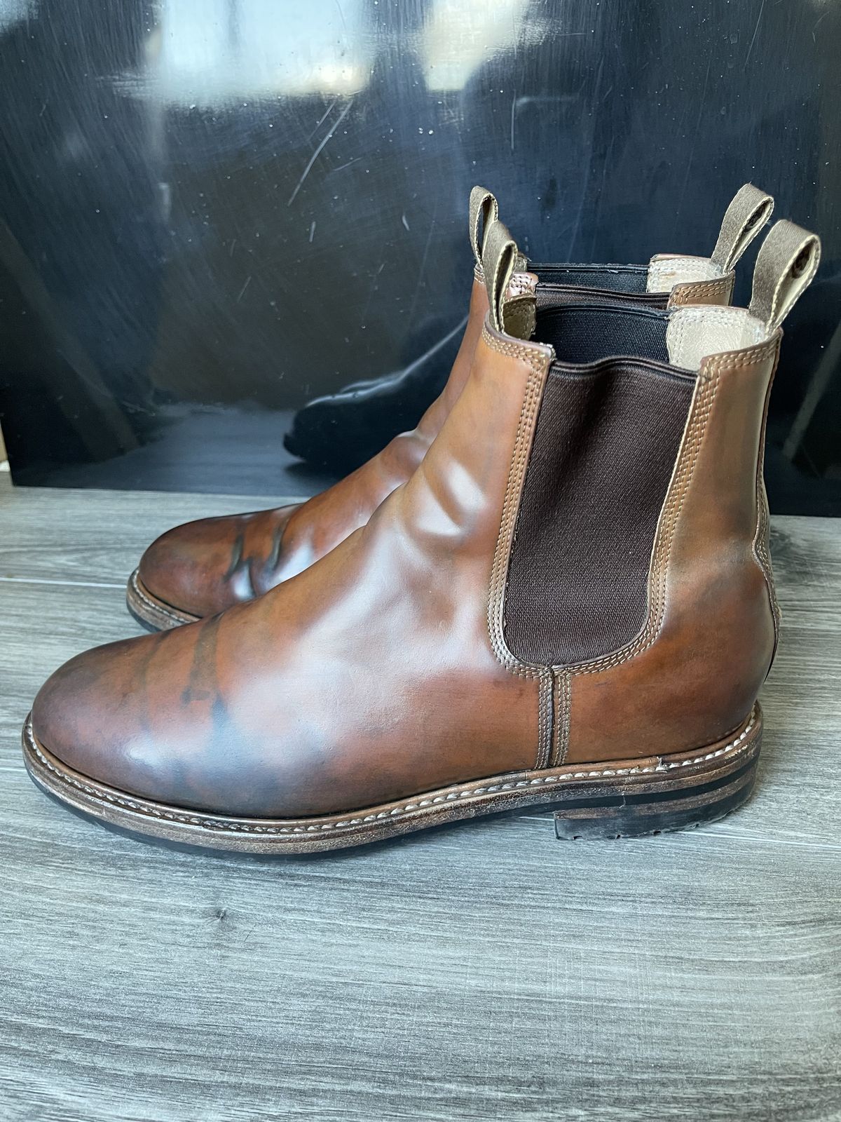 Photo by patinathunderdome on February 5, 2022 of the Taylor Stitch Ranch Boot in Rocado Whisky Shell Cordovan.