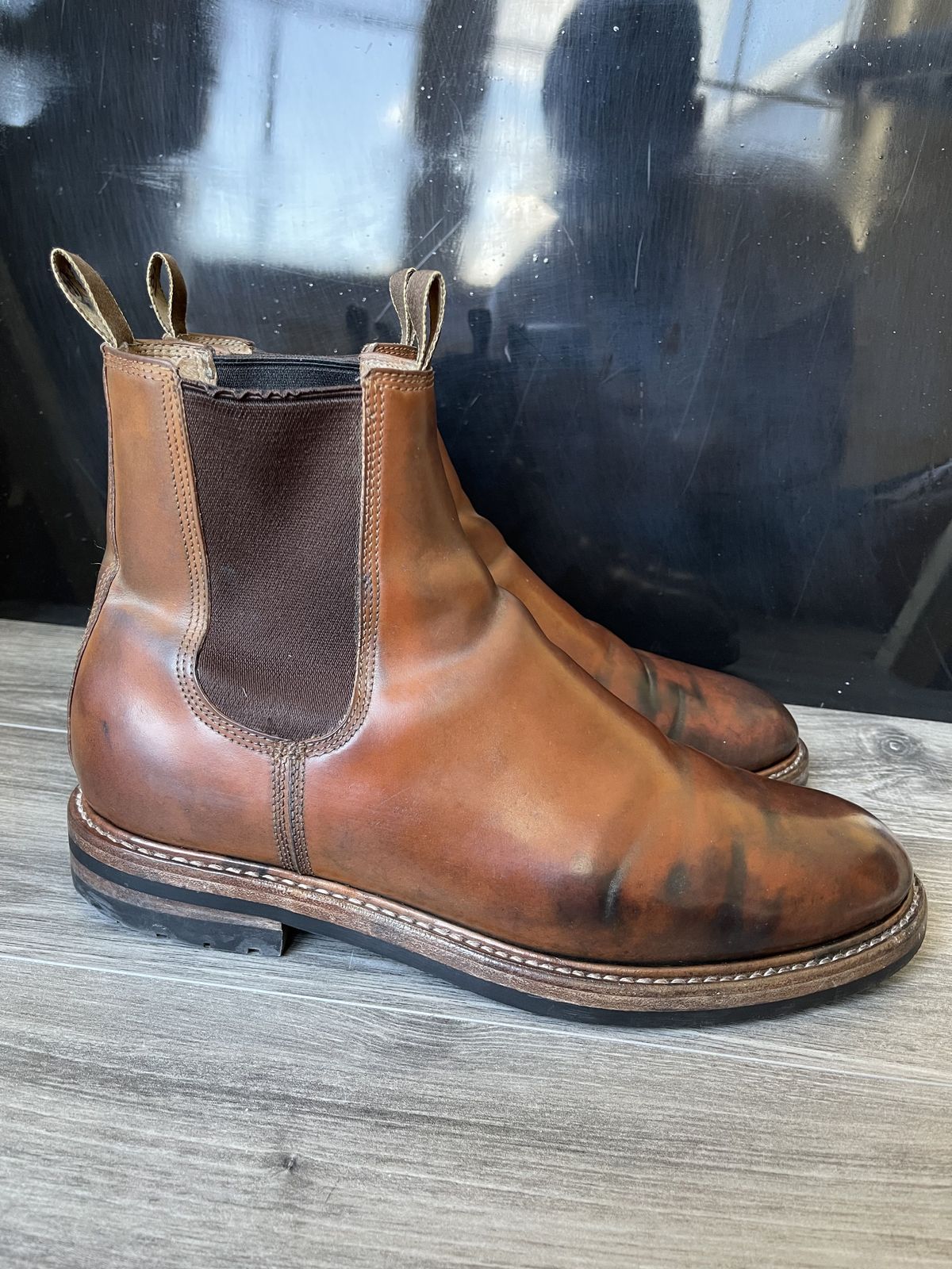 Photo by patinathunderdome on February 5, 2022 of the Taylor Stitch Ranch Boot in Rocado Whisky Shell Cordovan.