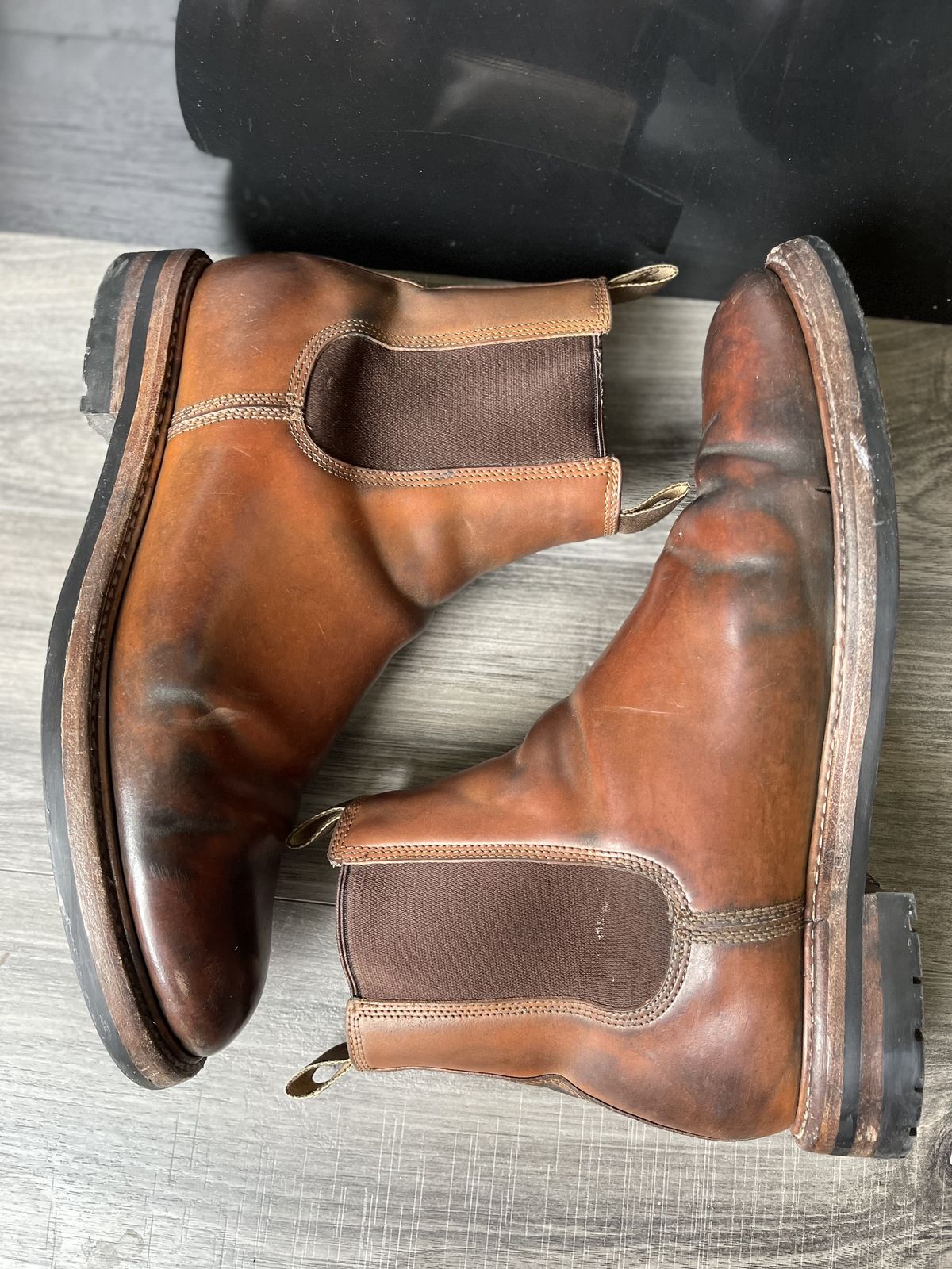 Photo by patinathunderdome on April 5, 2022 of the Taylor Stitch Ranch Boot in Rocado Whisky Shell Cordovan.